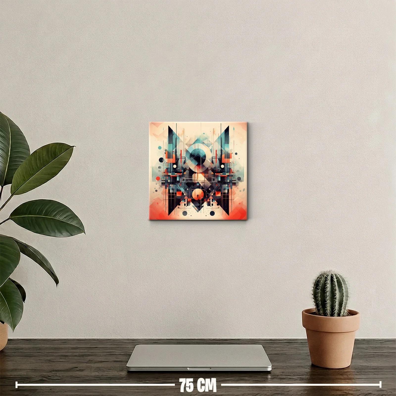 Composición geométrica abstracta en tonos cálidos y fríos — miniatura 2