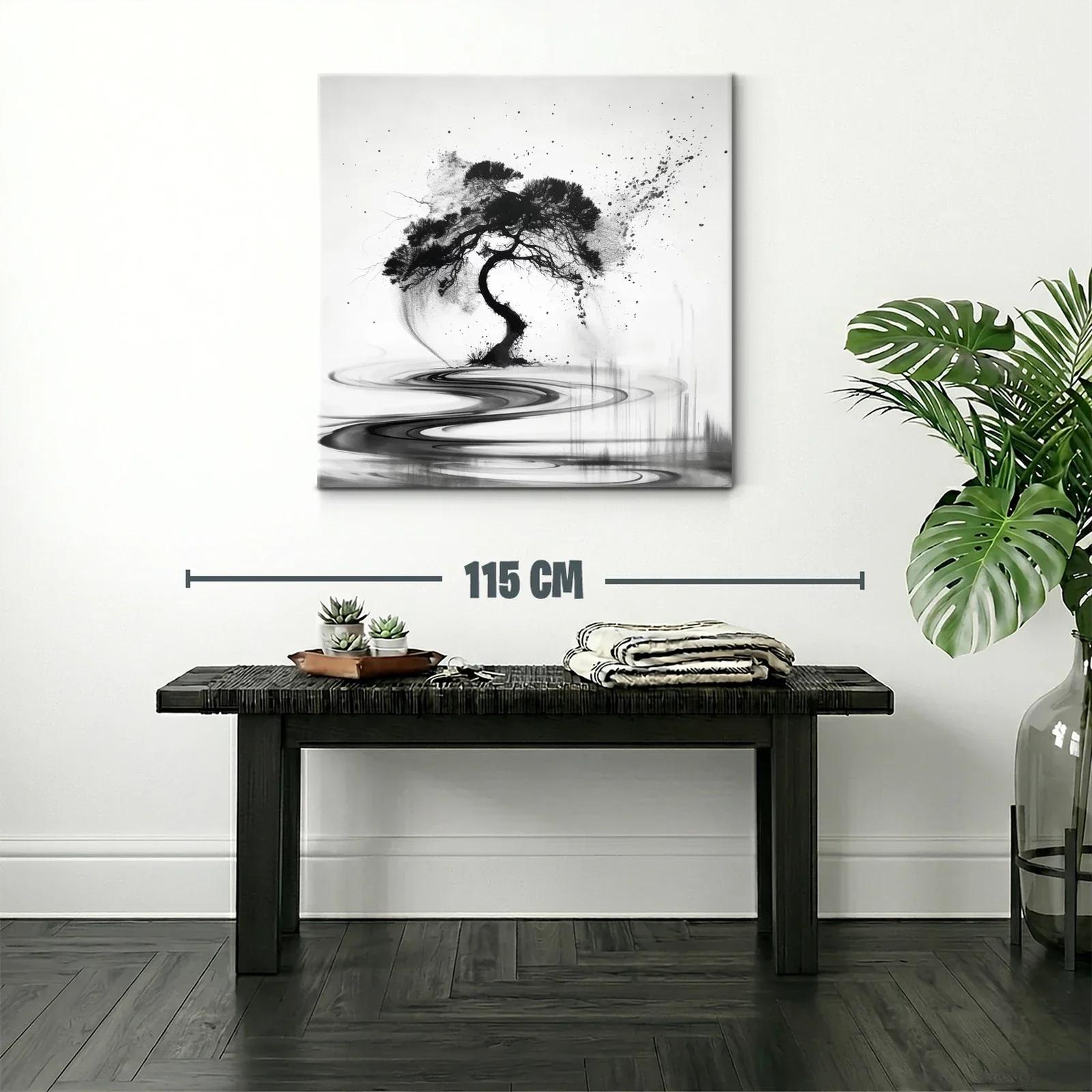 Árbol abstracto en blanco y negro con movimiento fluido — miniatura 2