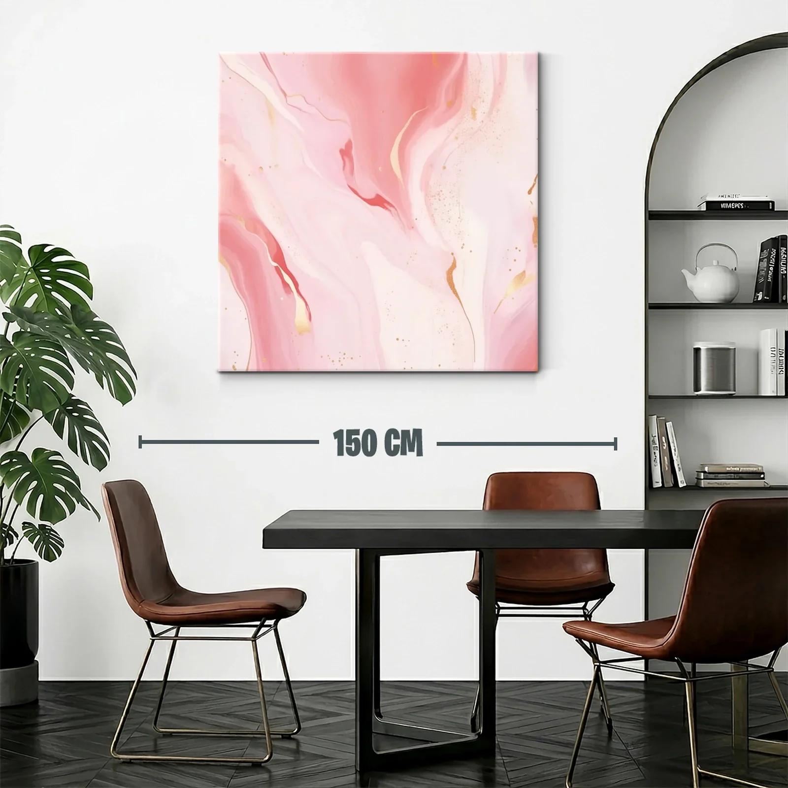 Cuadro abstracto en tonos rosa y detalles dorados elegantes — miniatura 2