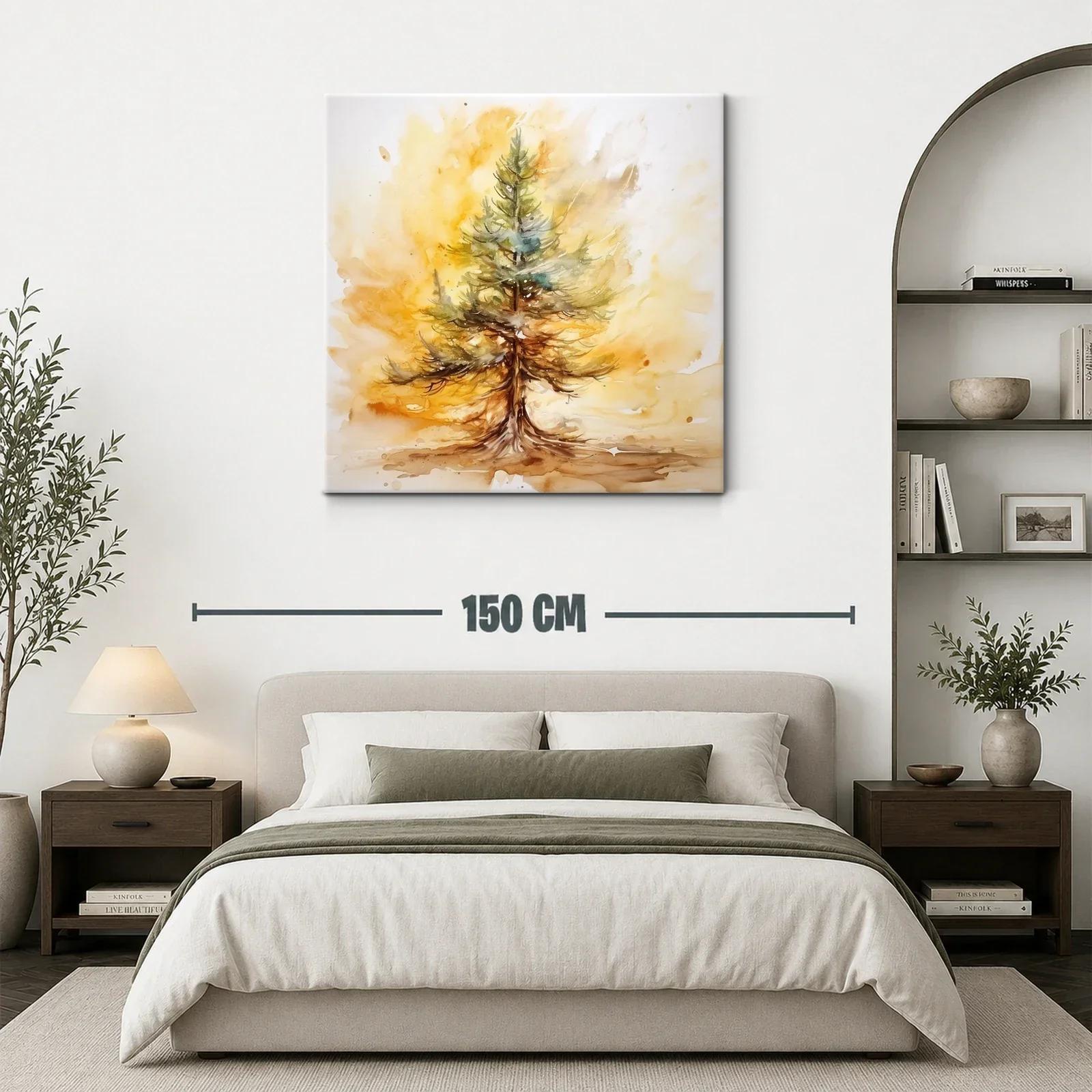 Cuadro con árbol en tonos cálidos y verdes — miniatura 3