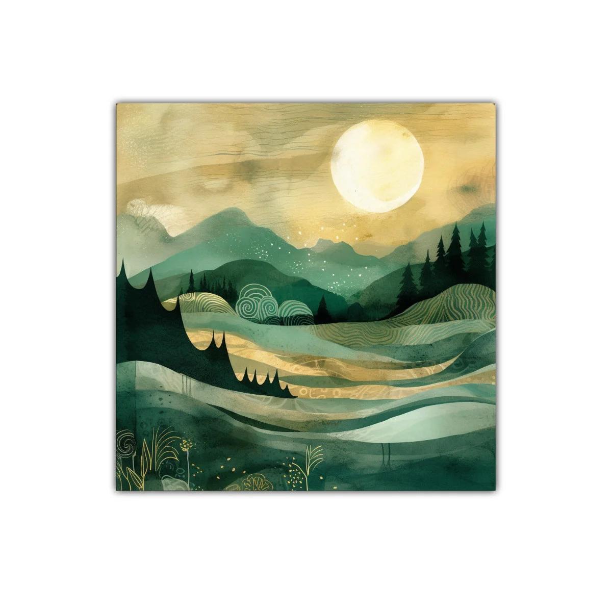 Paisaje onírico con montañas y luna brillante — miniatura 1