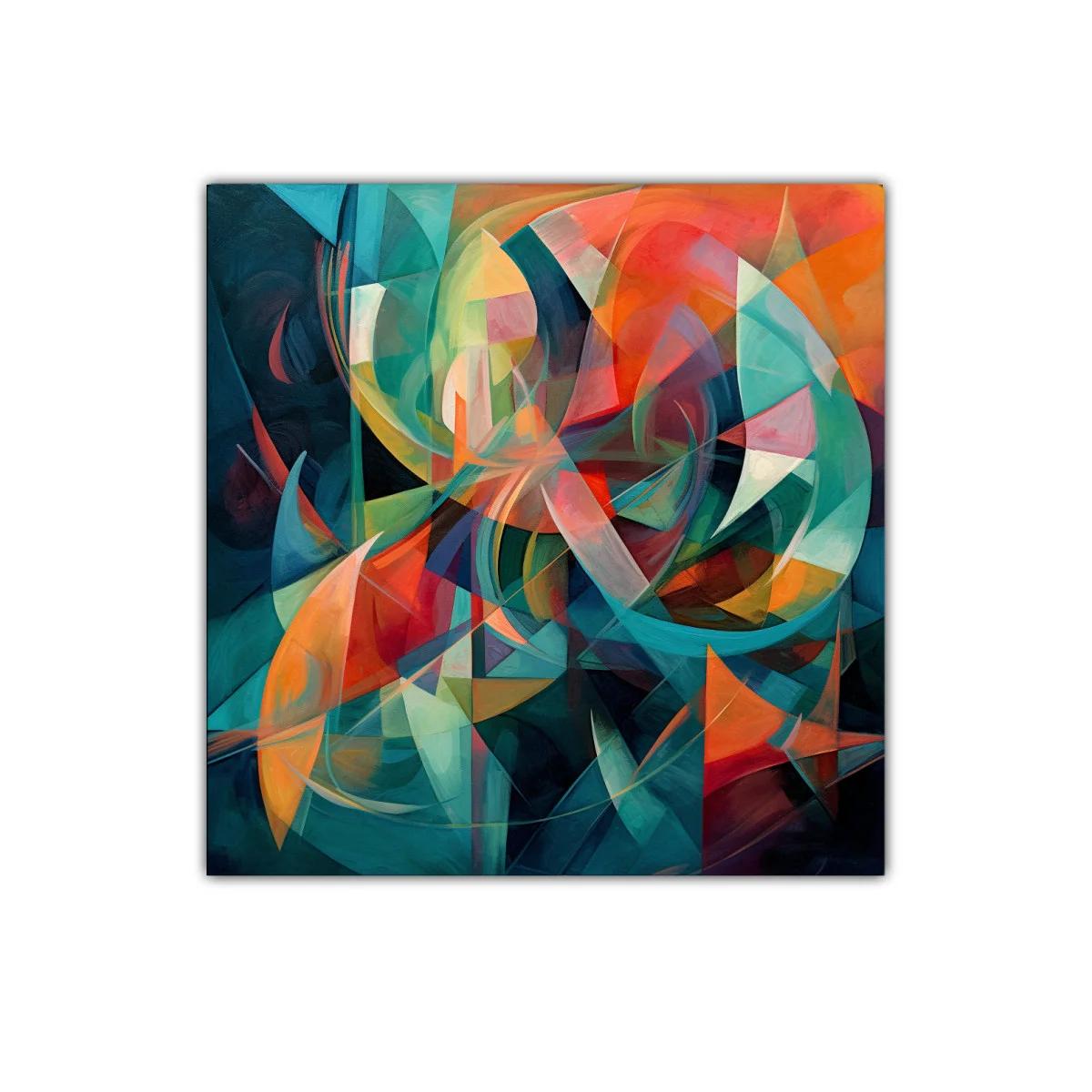 Composición abstracta en tonos cálidos y frescos vibrantes — miniatura 1