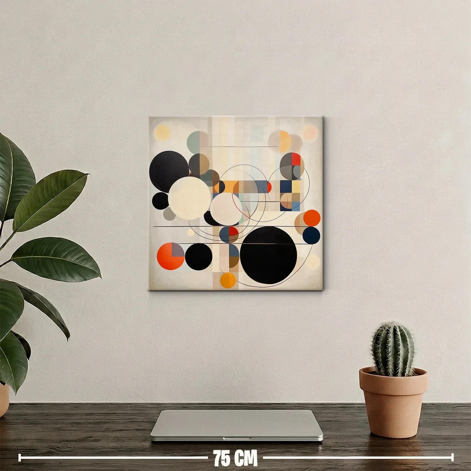 Composición abstracta con círculos en tonos neutros y vivos — miniatura 2
