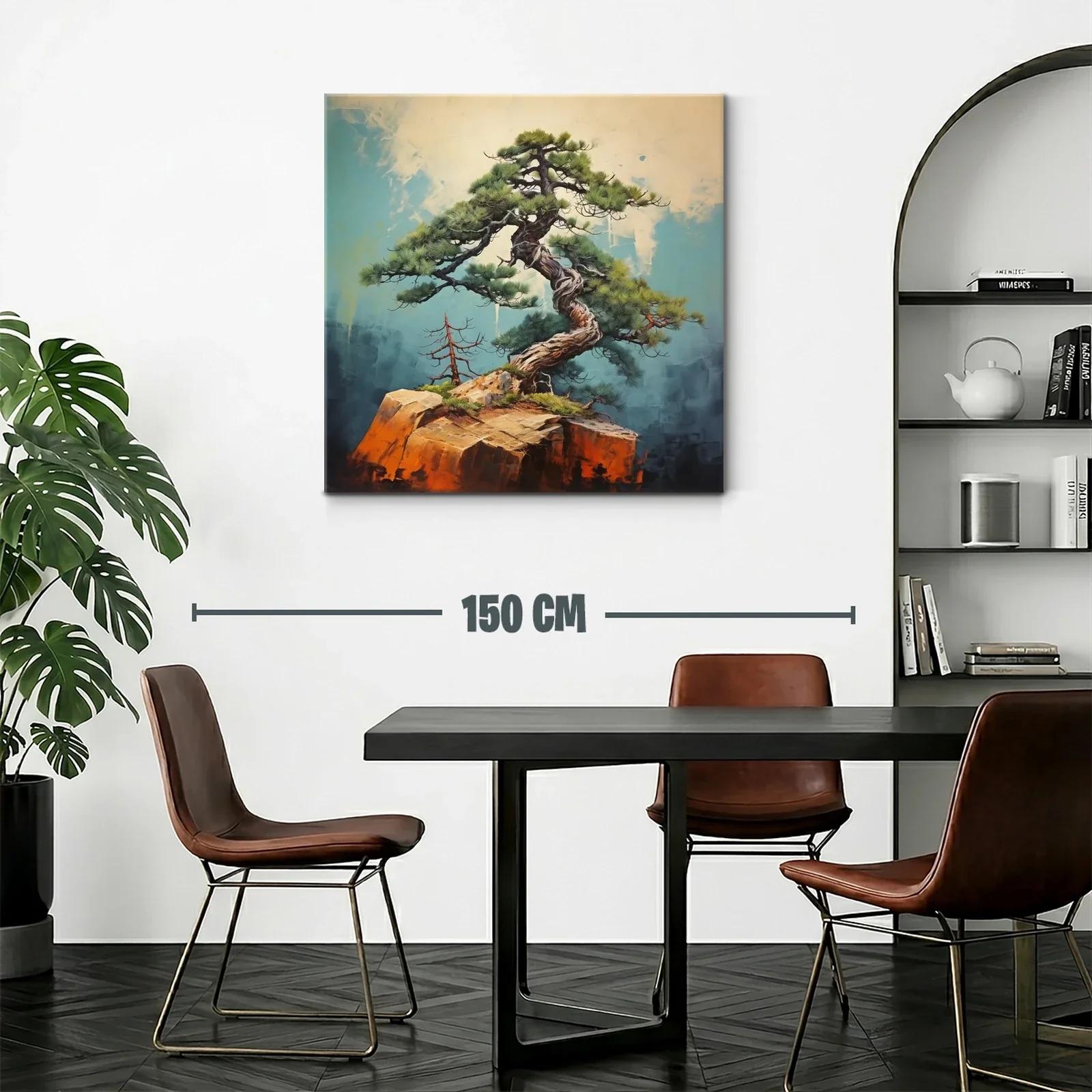 Árbol Bonsái en Roca con Fondo Azul y Beige — miniatura 2