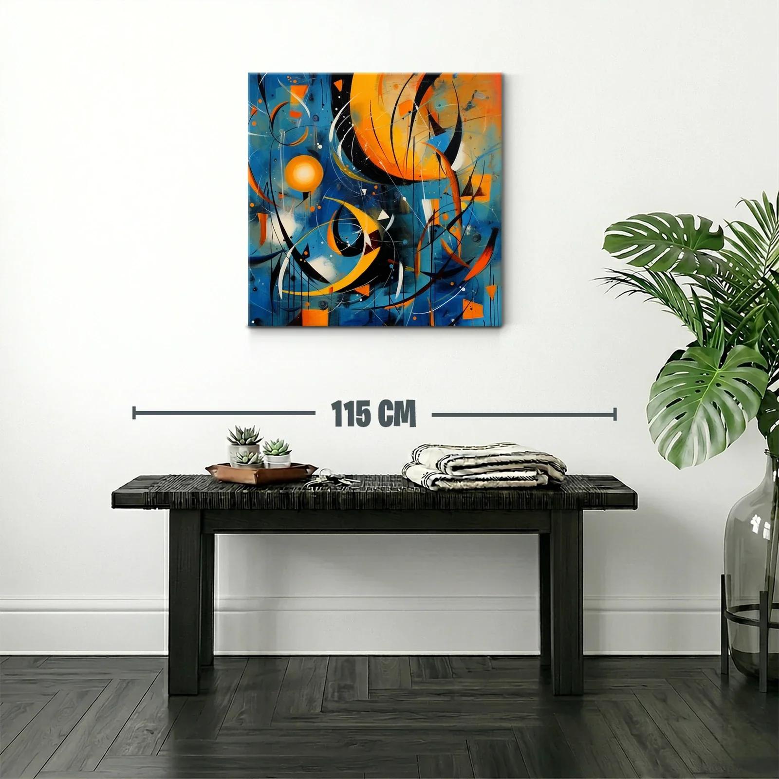 Composición dinámica en tonos azul y naranja vibrante — miniatura 2