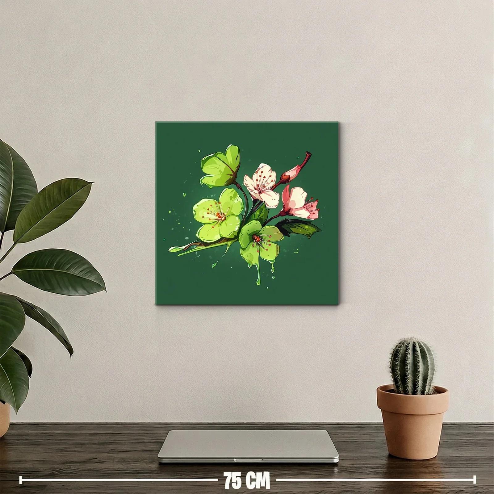 Flores delicadas con tonos verdes y rosados sobre fondo oscuro — miniatura 2