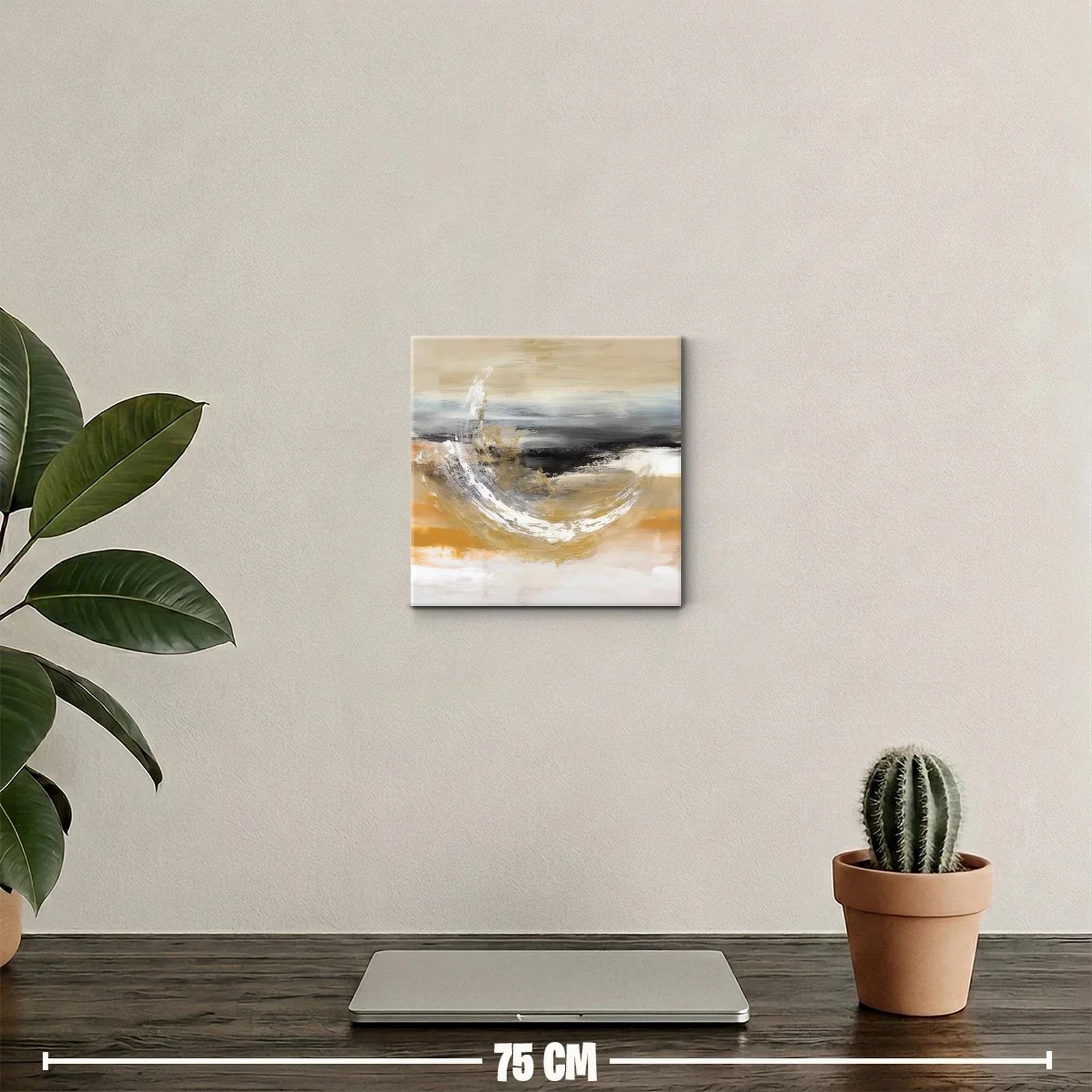 Cuadro abstracto con texturas orgánicas y tonos cálidos — miniatura 2