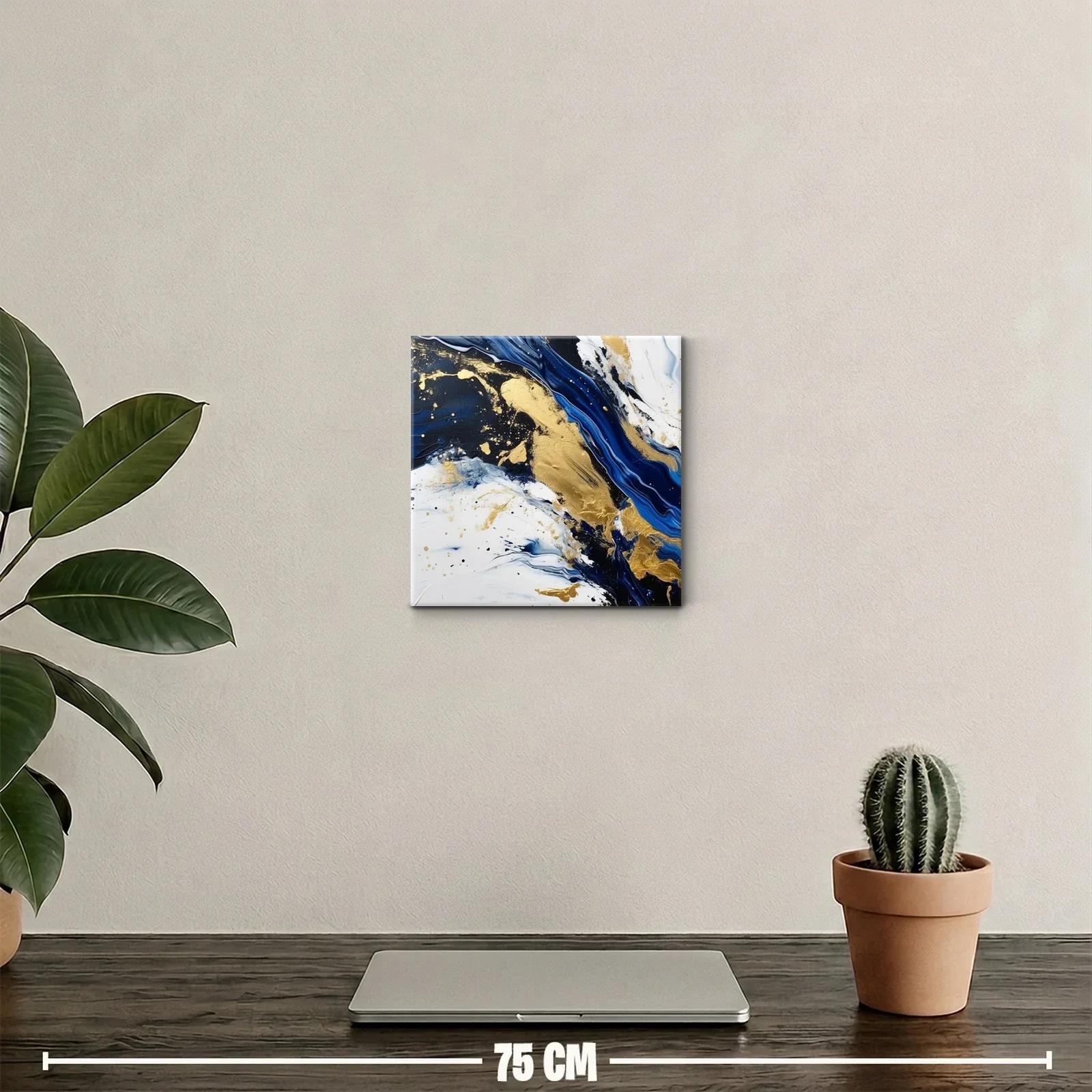 Composición abstracta en azul marino blanco y dorado — miniatura 2