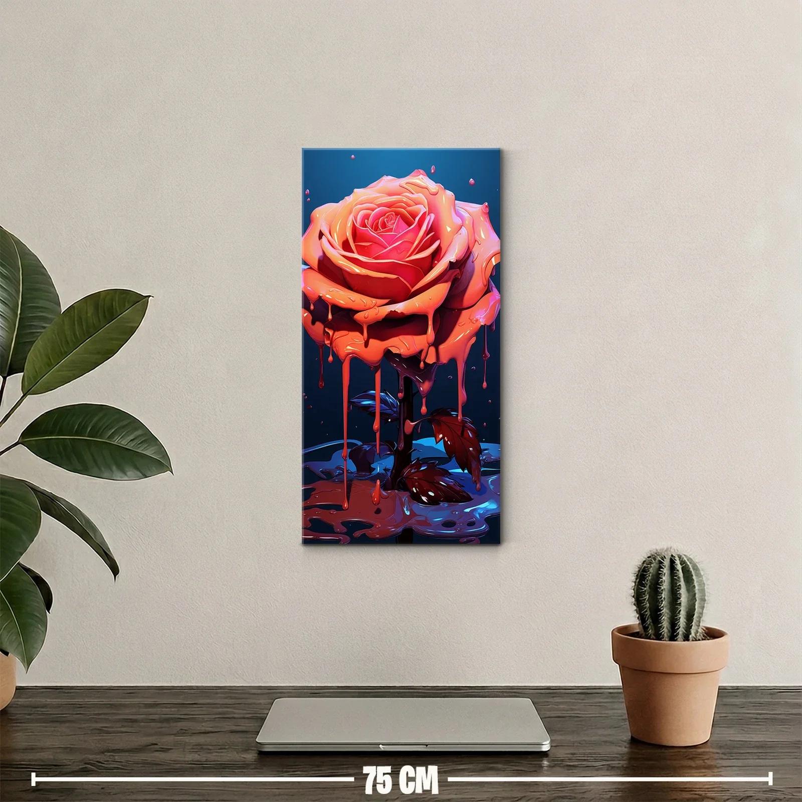 Cuadro rosa coral derretida con gotas brillantes — miniatura 2