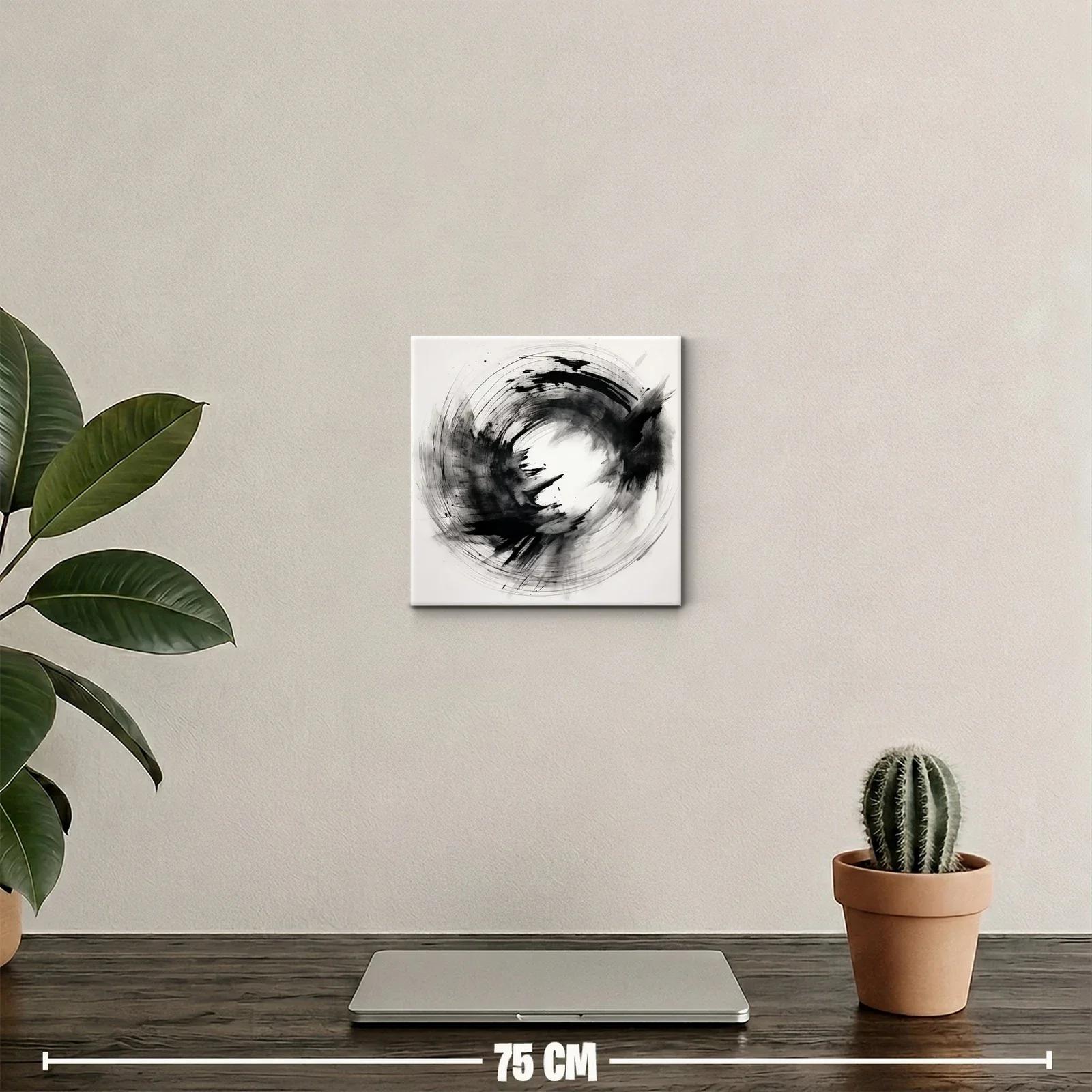 Cuadro Arte Abstracto en Blanco y Negro Dinámico — miniatura 2