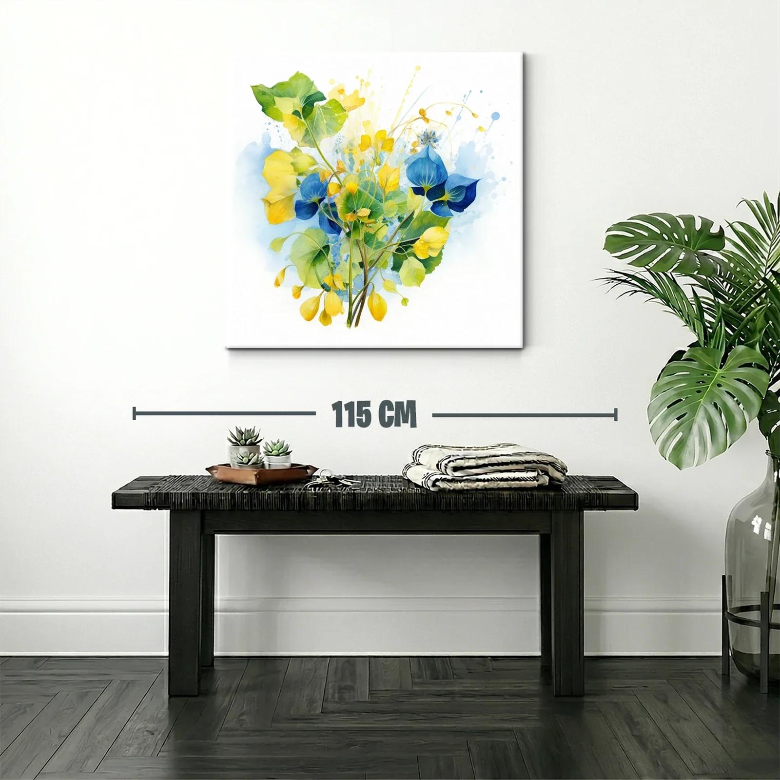 Composición floral en tonos azules y amarillos vibrantes — miniatura 2