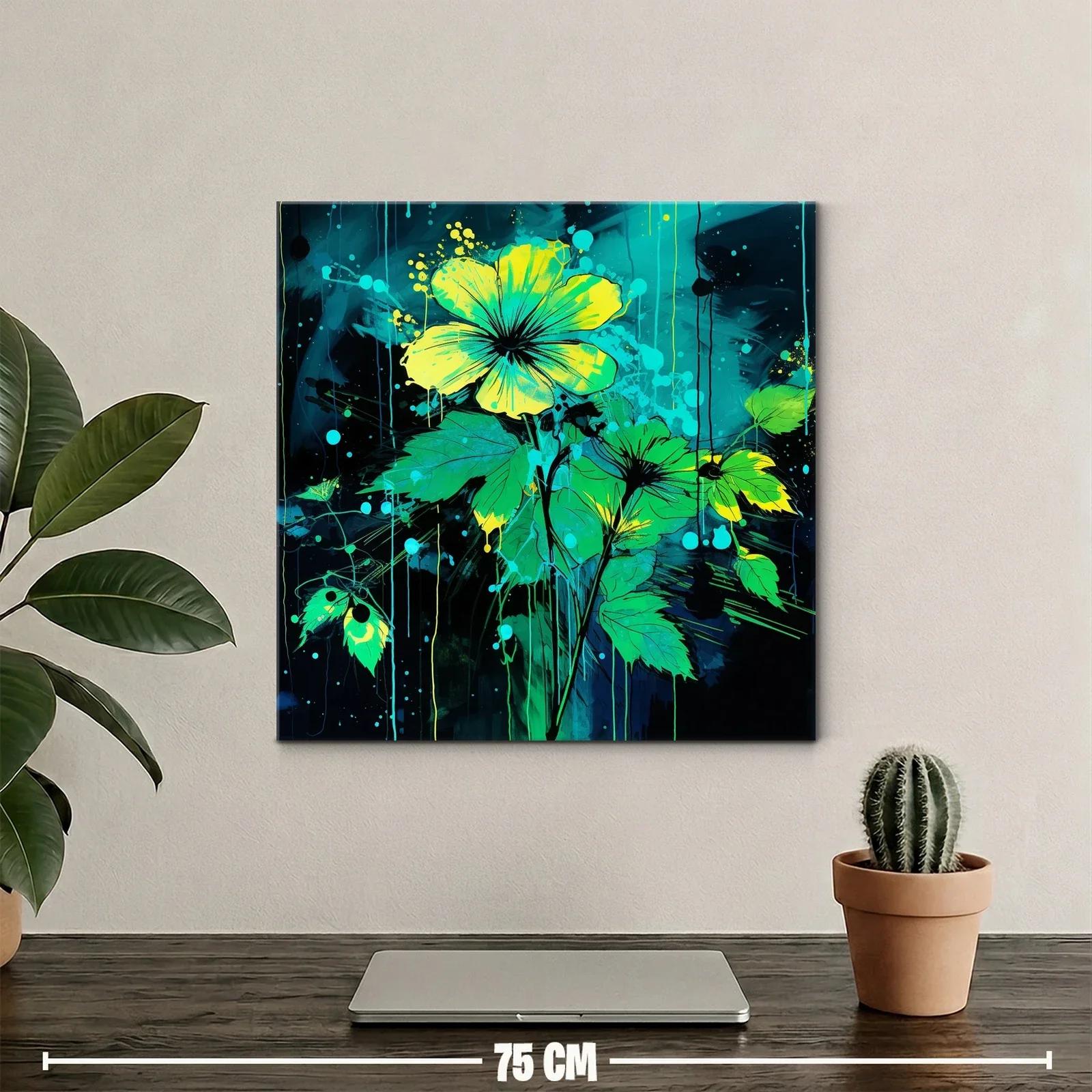 Cuadro floral vibrante en tonos verdes y amarillos — miniatura 2