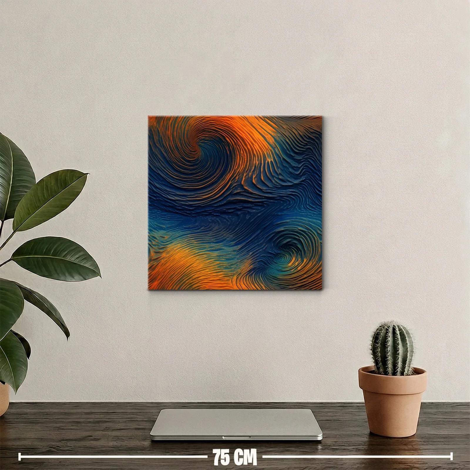Cuadro abstracto con remolinos en tonos cálidos y profundos — miniatura 2