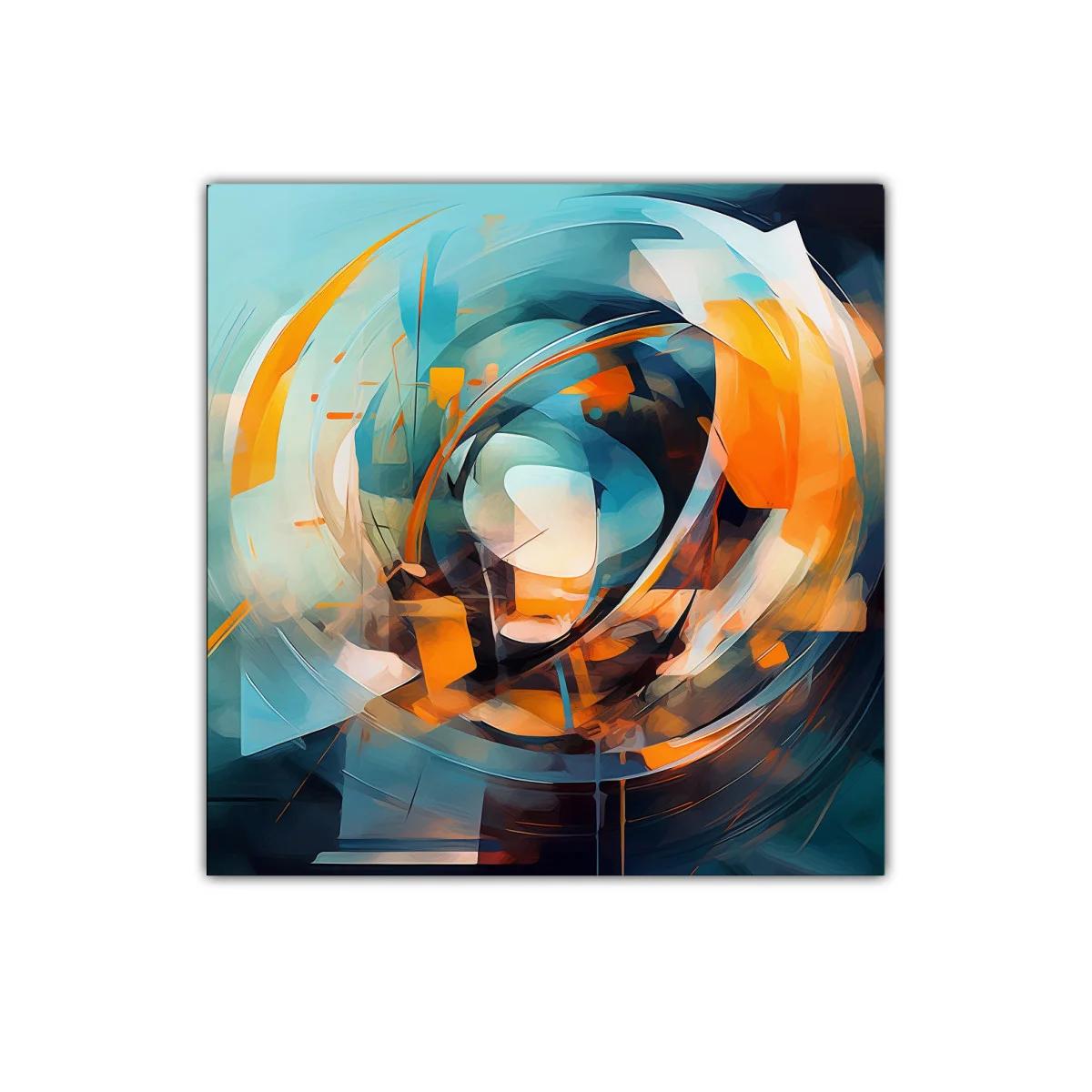 Composición abstracta en tonos naranja y azul vibrante — imagen principal
