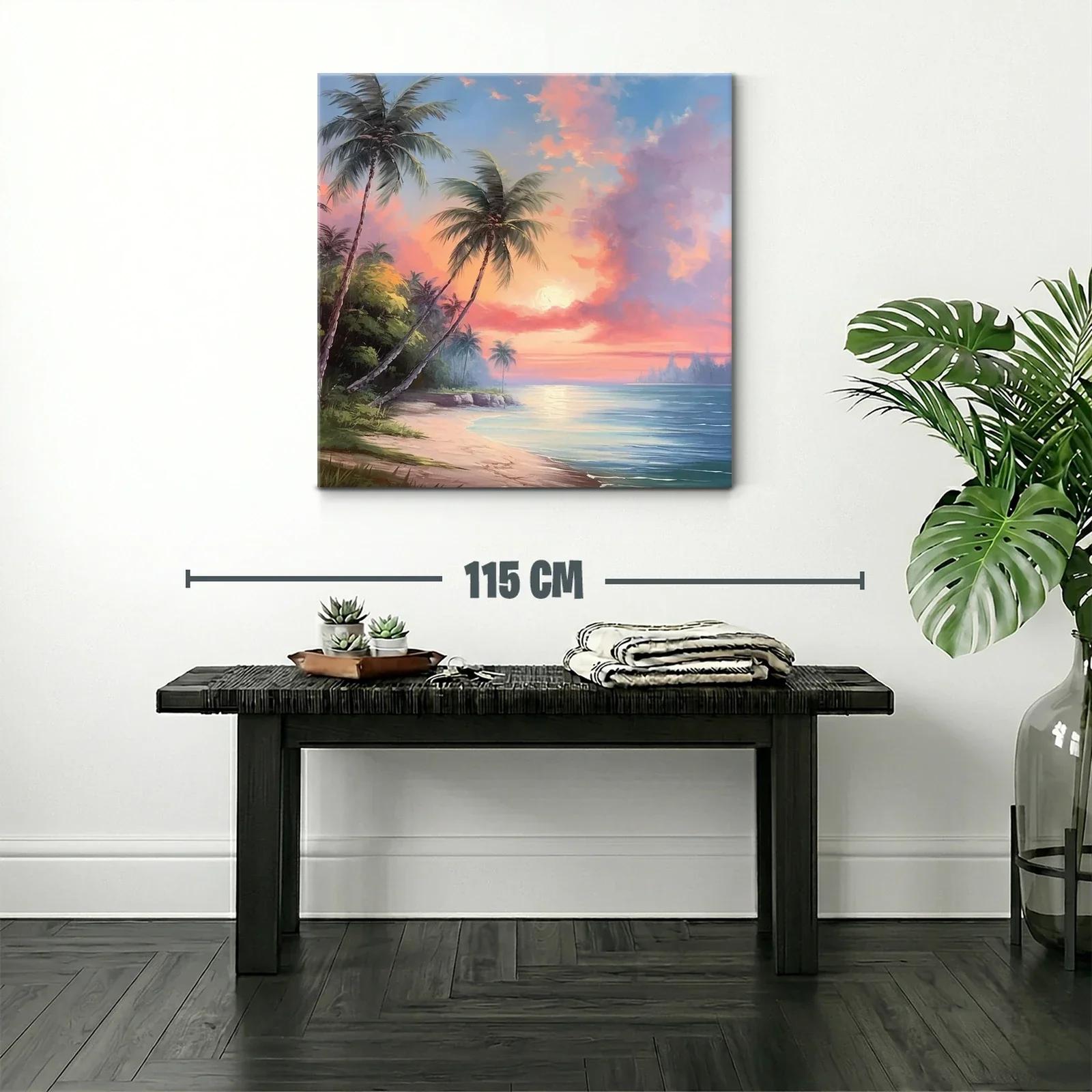 Atardecer tropical con palmeras junto al mar — miniatura 2