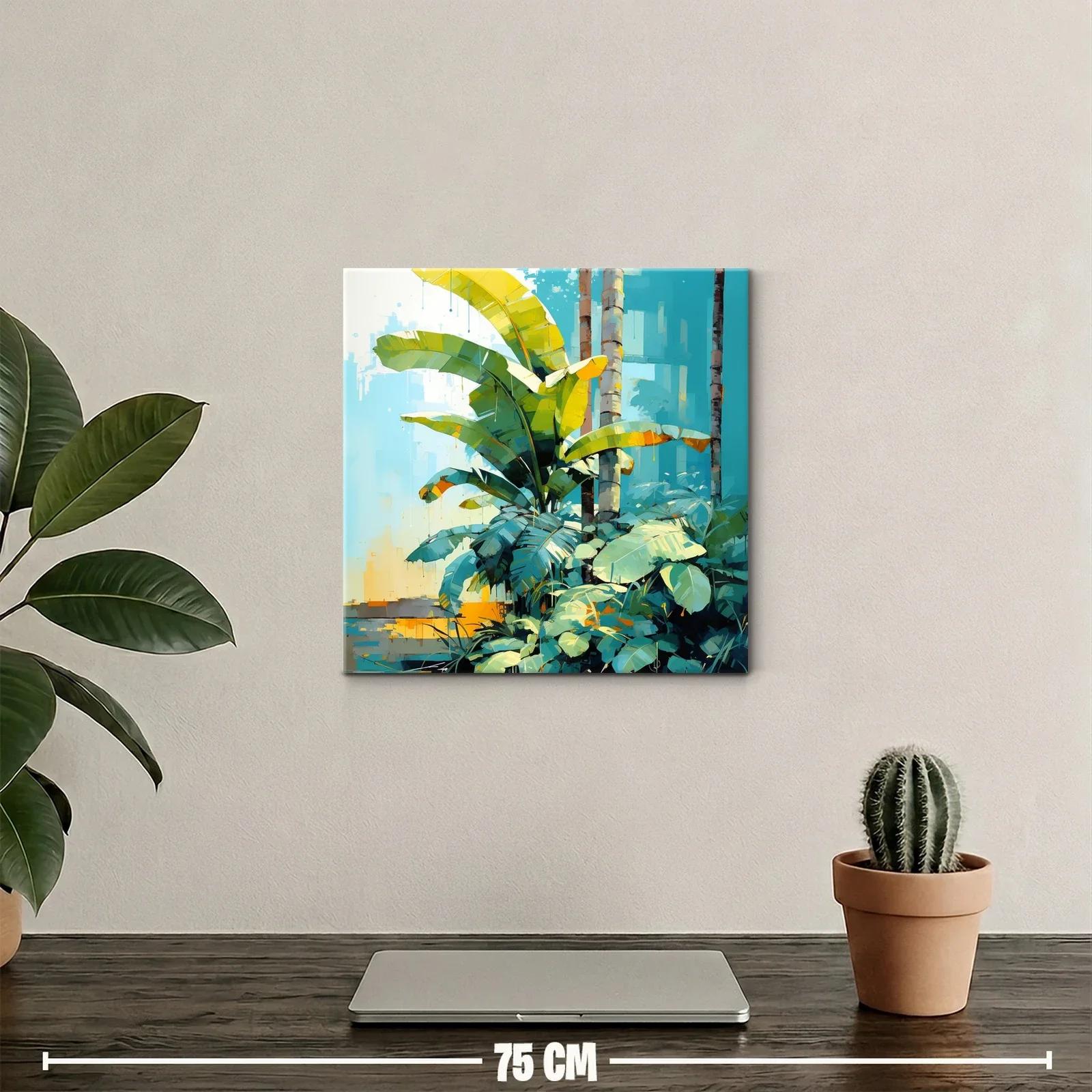 Exuberante jungla tropical con hojas verdes y luz cálida — miniatura 2
