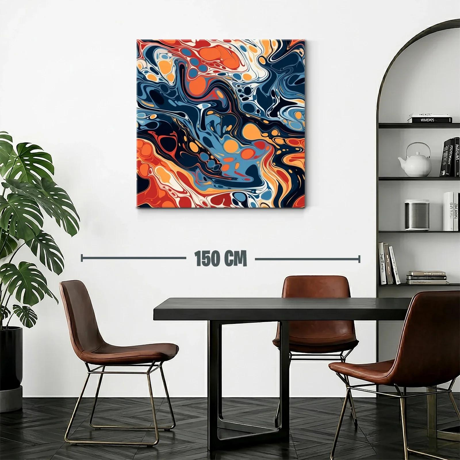 Cuadro abstracto con tonos cálidos y fríos vibrantes — miniatura 2