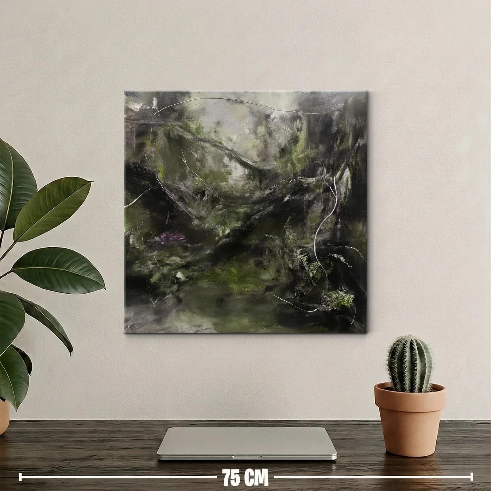 Paisaje abstracto con tonos oscuros y verdes naturales — miniatura 2