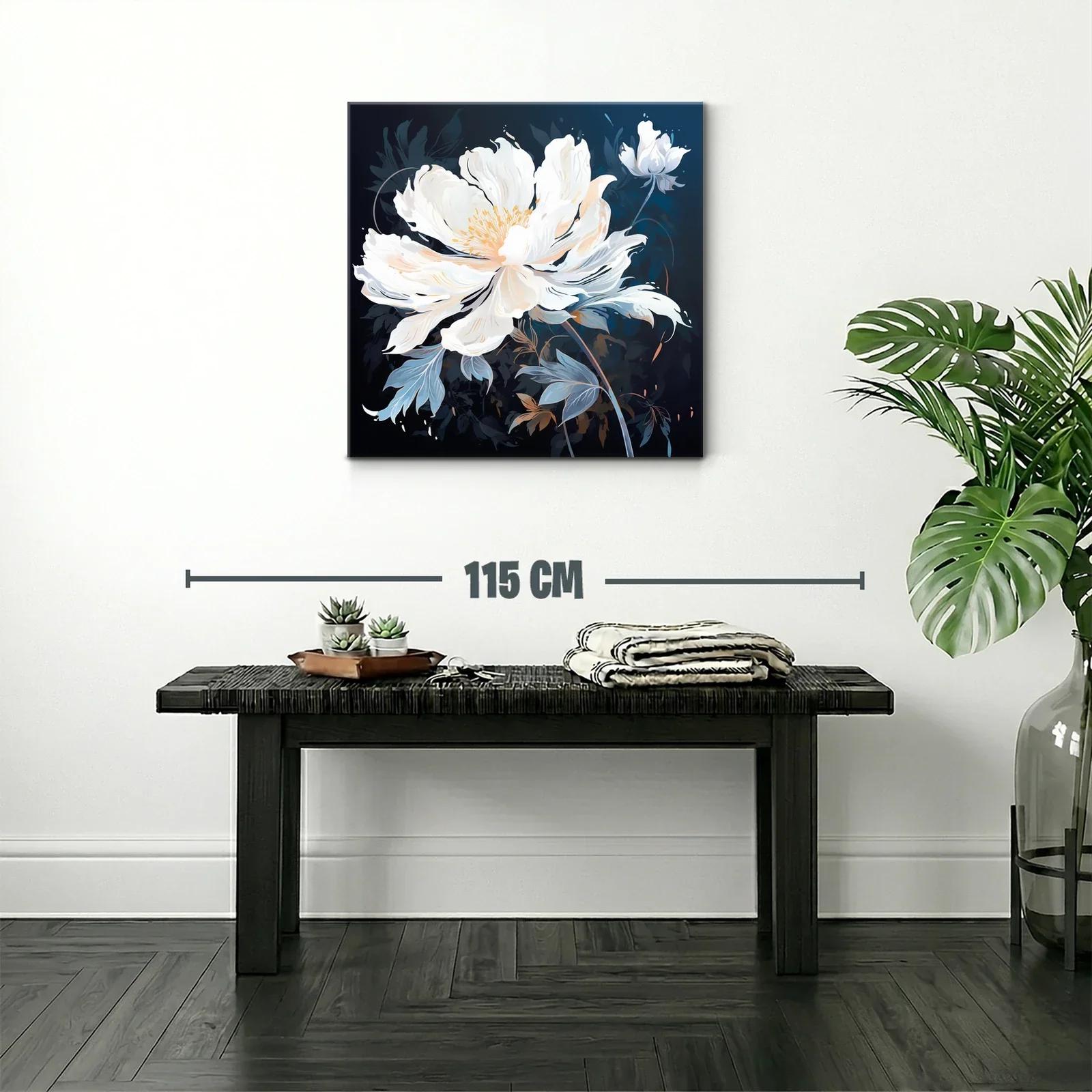 Elegancia natural con flor blanca y tonos azulados — miniatura 2