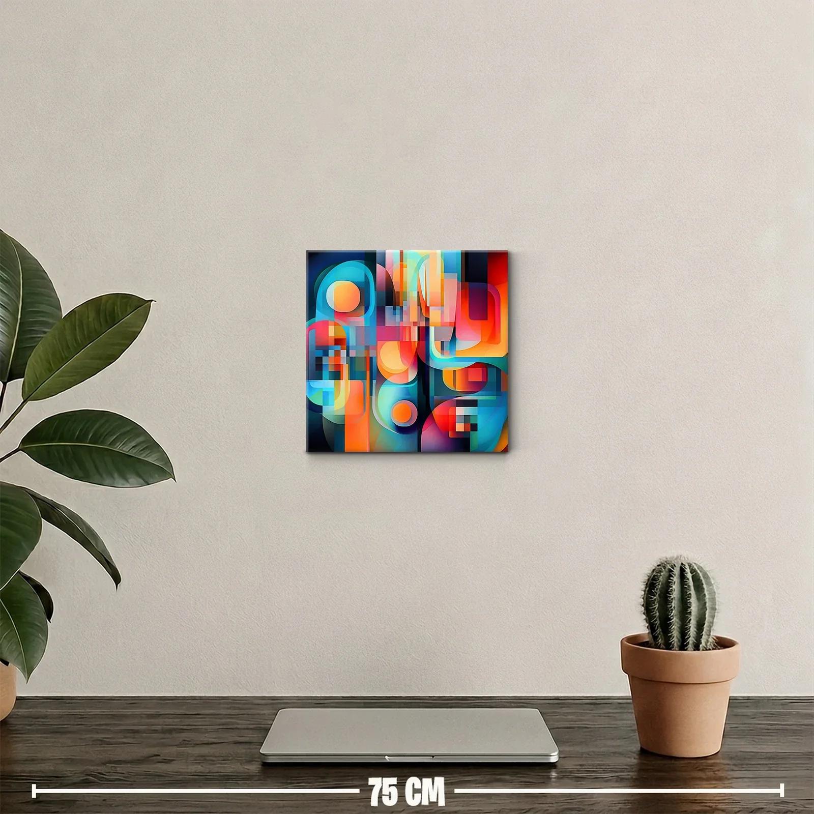 Cuadro abstracto con formas geométricas y vibrantes colores — miniatura 2