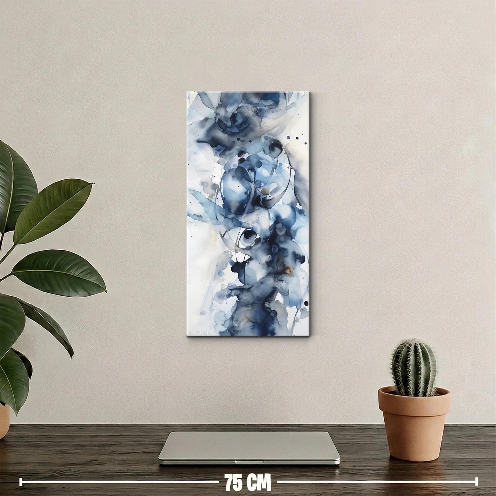 Cuadro formas fluidas en azul con flujo vertical — miniatura 2
