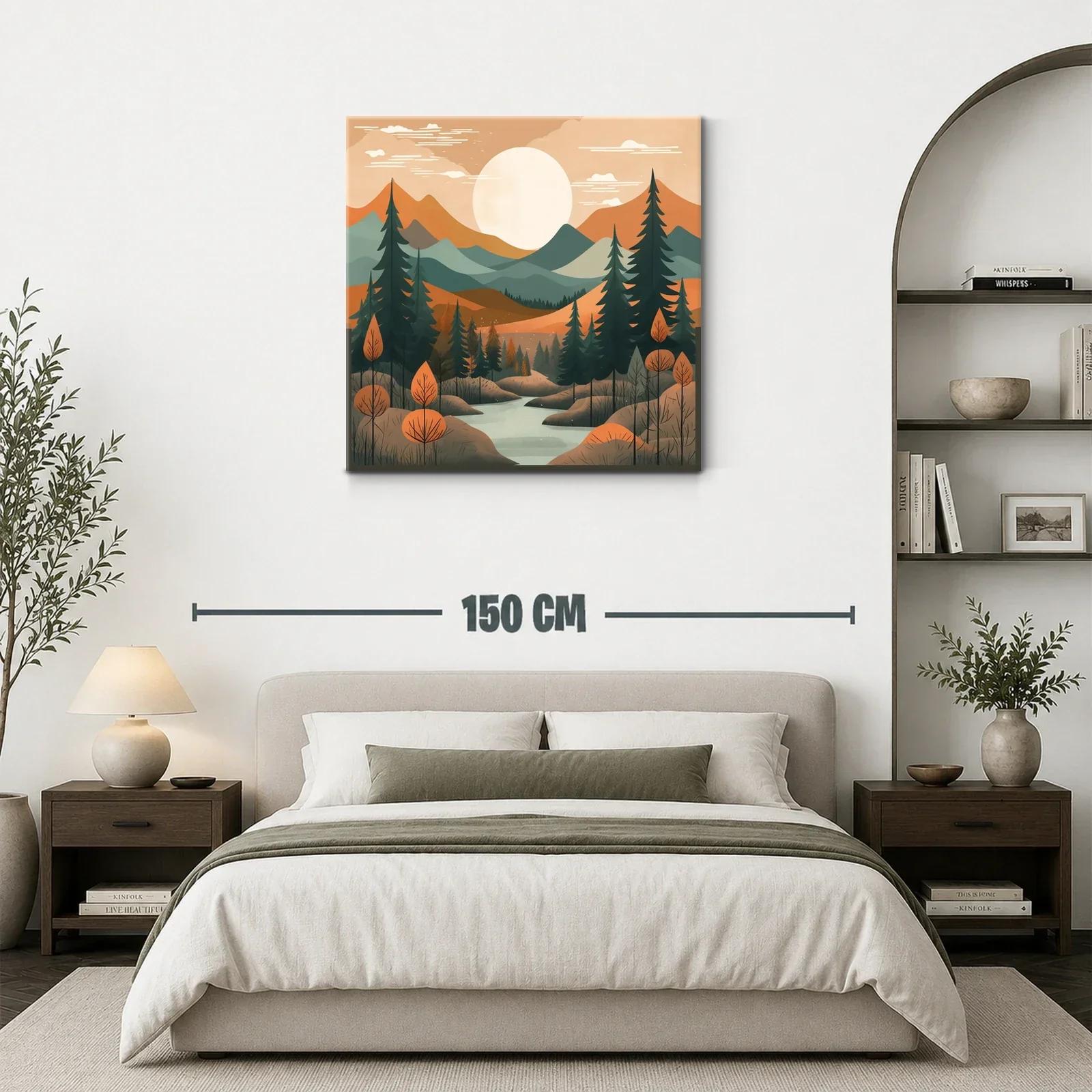Paisaje sereno con montañas y río al atardecer — miniatura 3