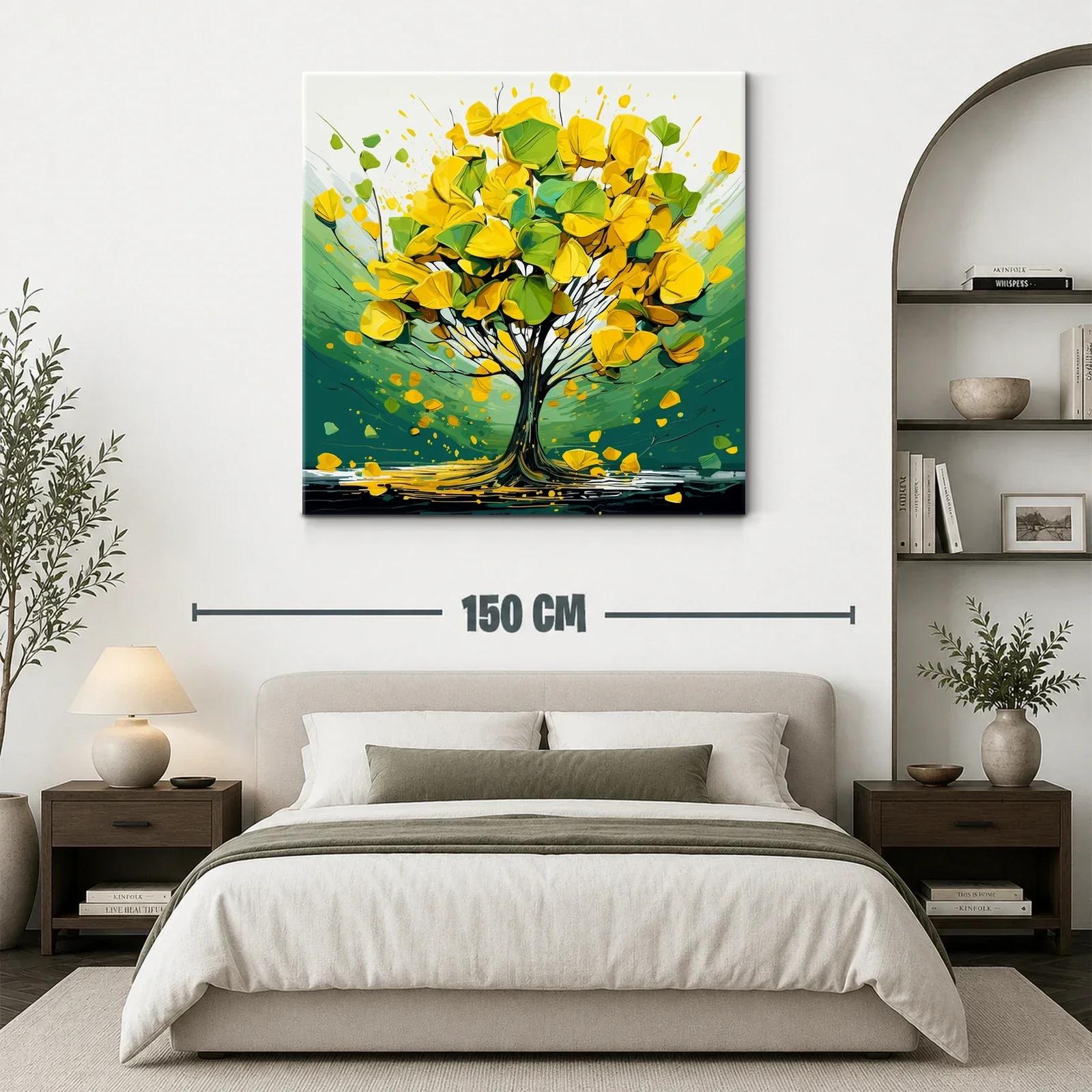 Árbol vibrante de tonos verdes y amarillos dinámicos — miniatura 3