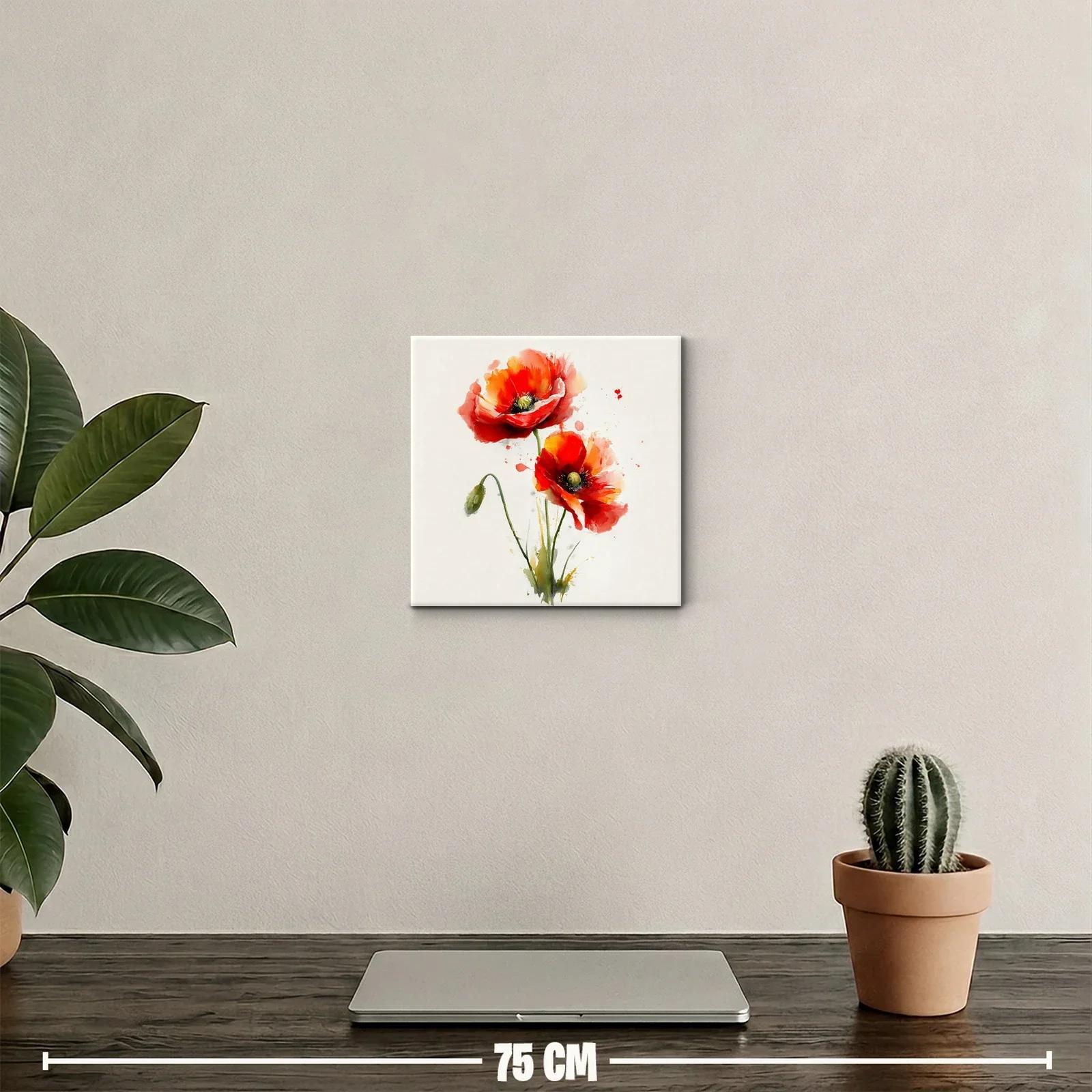 Cuadro con amapolas rojas vibrantes para decorar paredes — miniatura 2