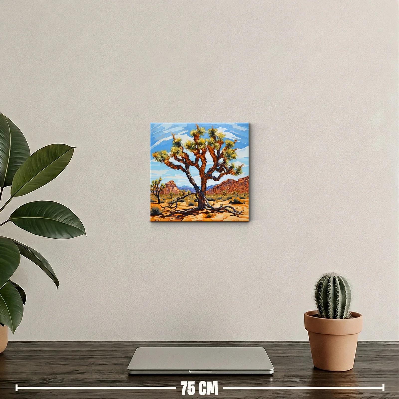 Paisaje desértico con árbol en tonos cálidos y cielos azules — miniatura 2