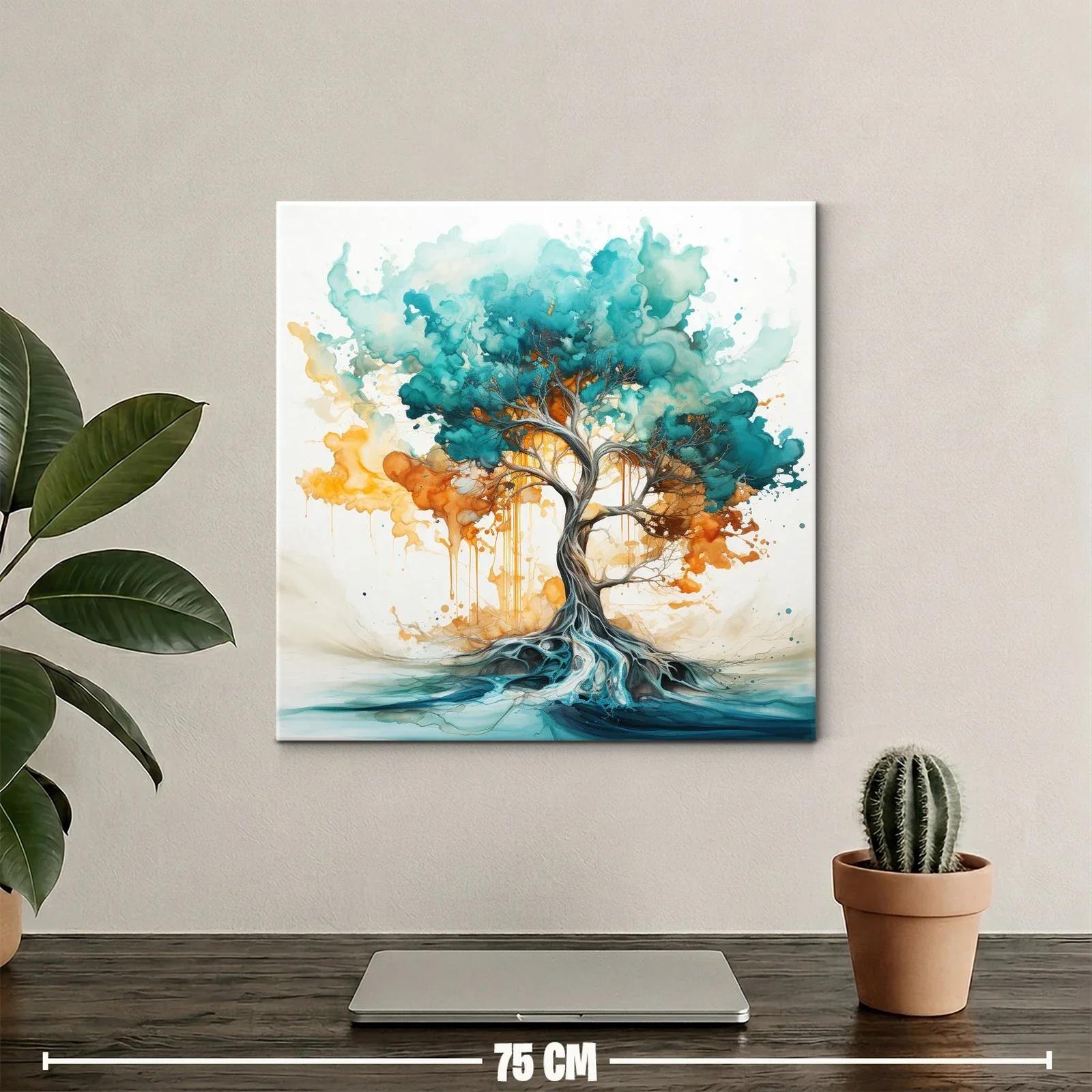 Árbol vibrante con raíces etéreas en tonos azules y naranjas — miniatura 2