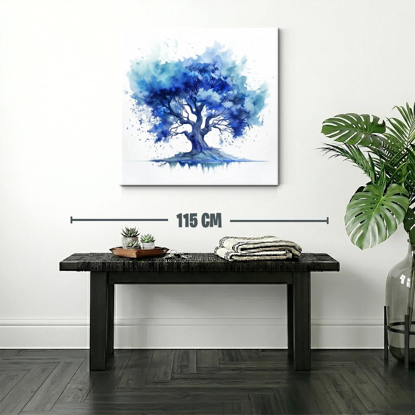 Árbol en tonos azules con estilo acuarela moderno — miniatura 2
