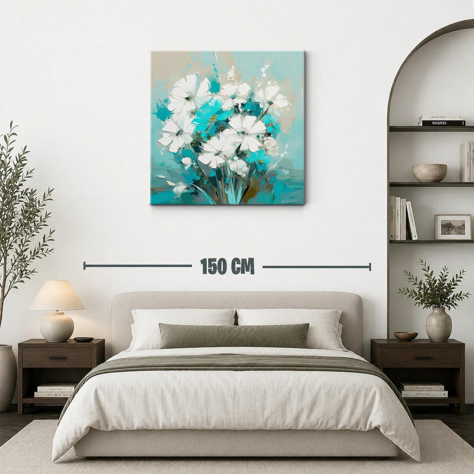 Ramo de flores blancas y turquesa en estilo moderno — miniatura 3