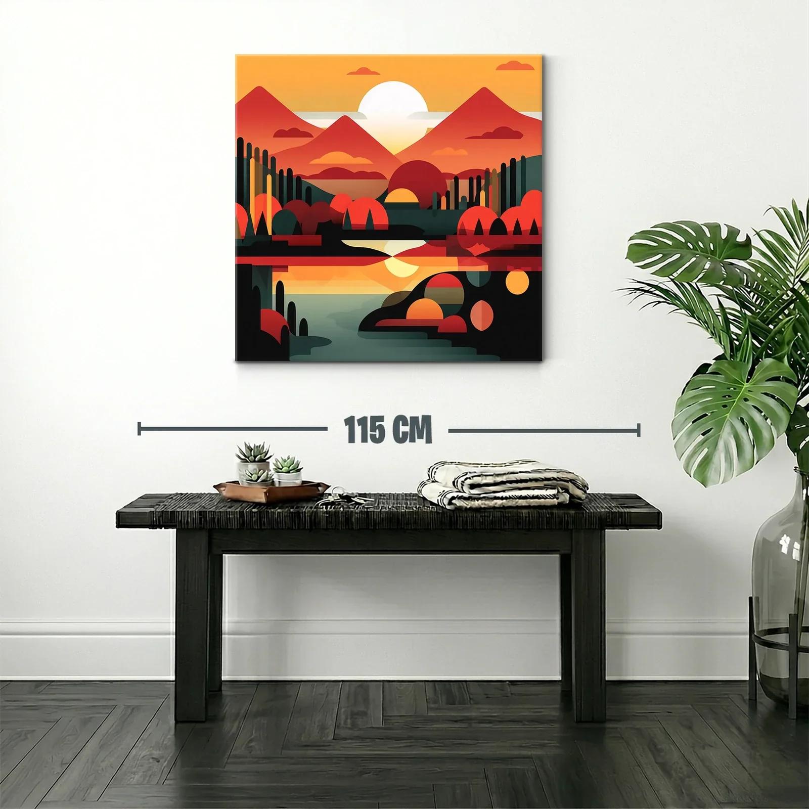 Paisaje geométrico en tonos cálidos al atardecer — miniatura 2