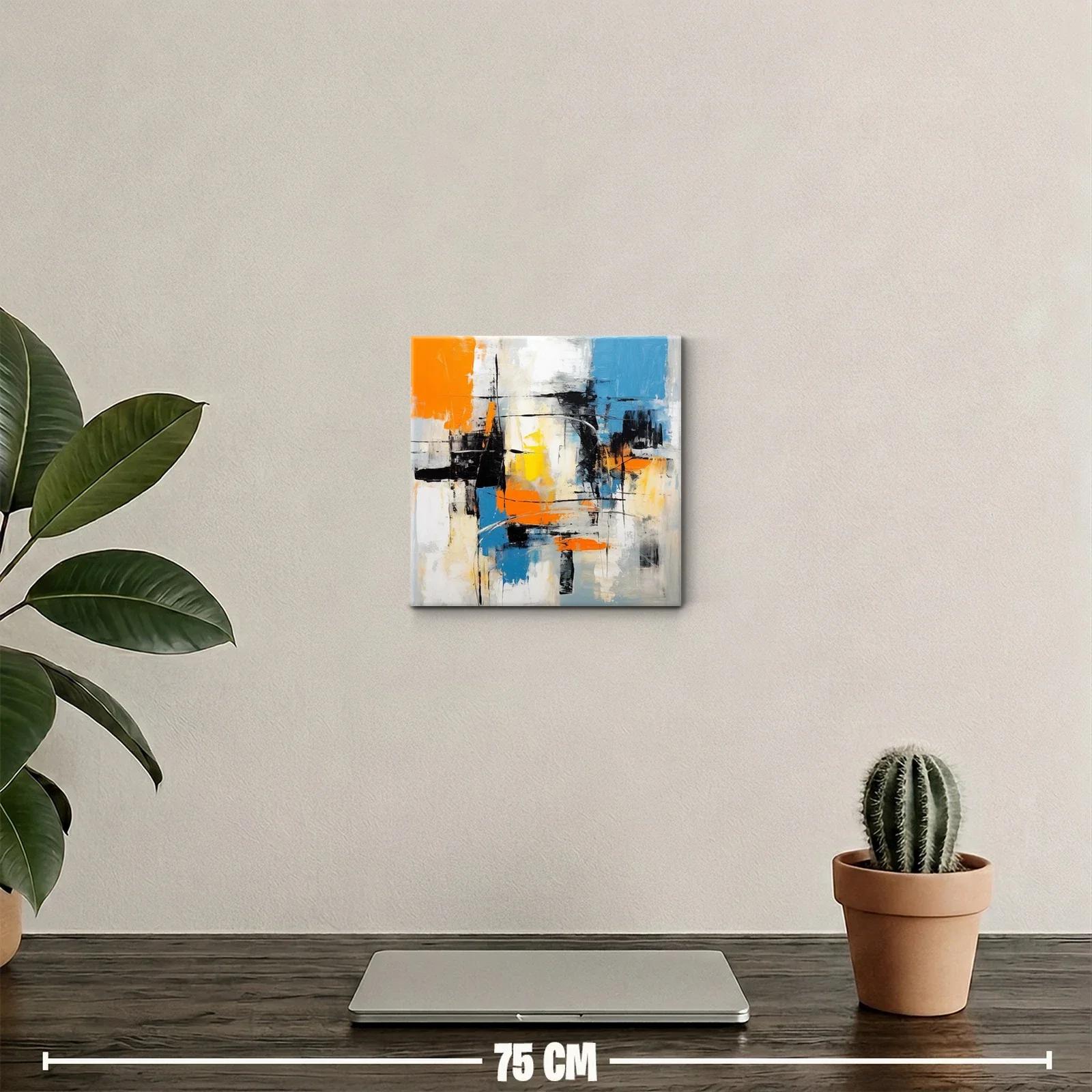Cuadro abstracto con tonos vibrantes y estructura dinámica — miniatura 2