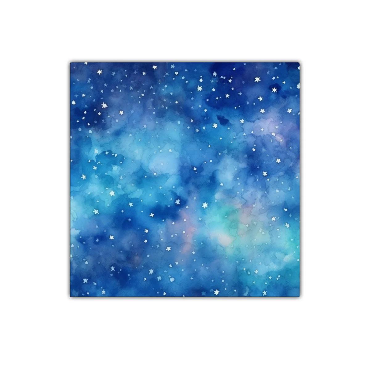 Cuadro abstracto con cielo estrellado y tonos azules — imagen principal