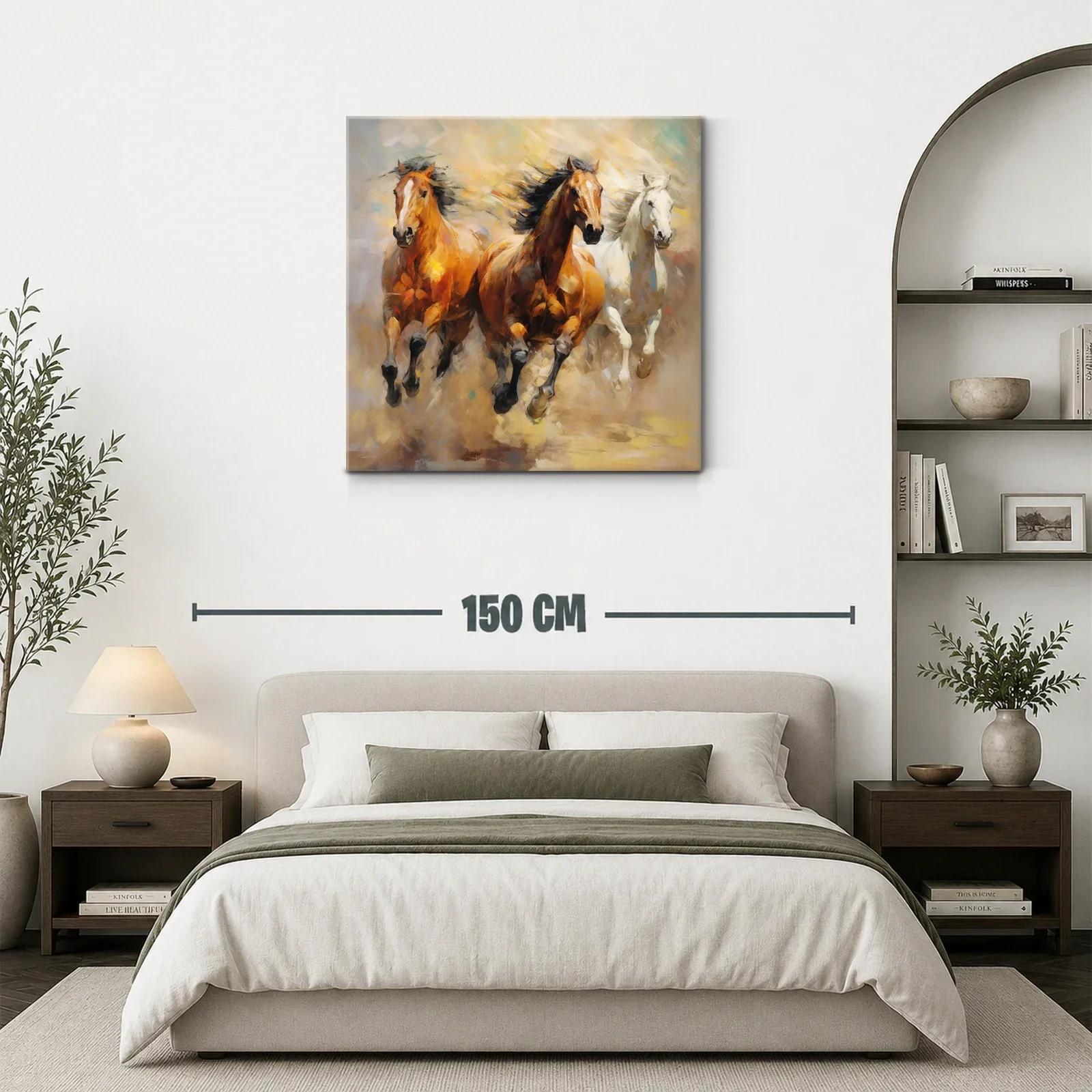 Cuadro de caballos al galope con tonos cálidos y dinámicos — miniatura 3