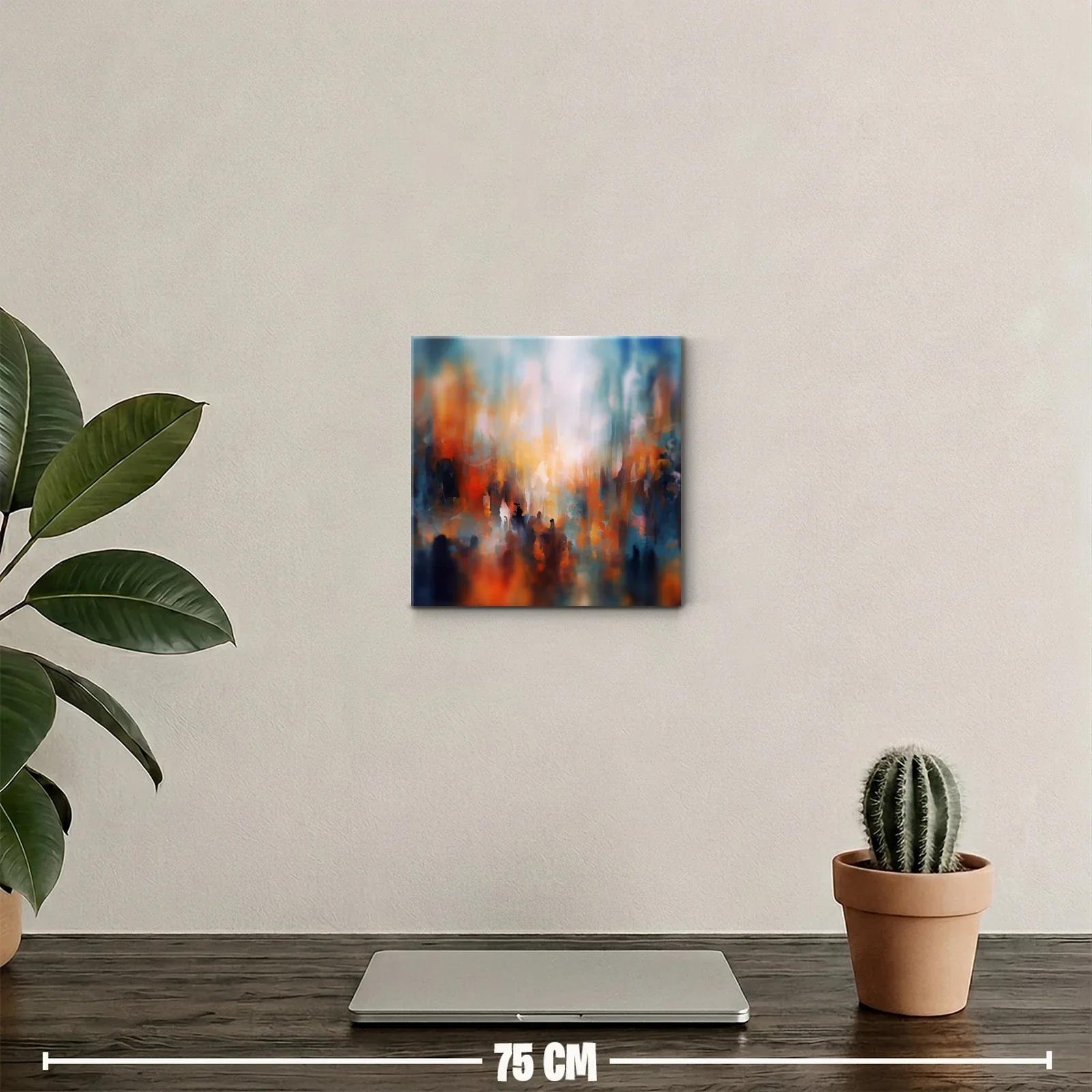 Cuadro Abstracto con Tonos Cálidos y Fríos en Armonía — miniatura 2