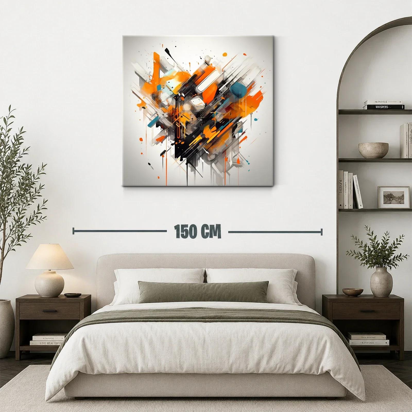 Cuadro abstracto con explosión de tonos cálidos y contrastes vibrantes — miniatura 3