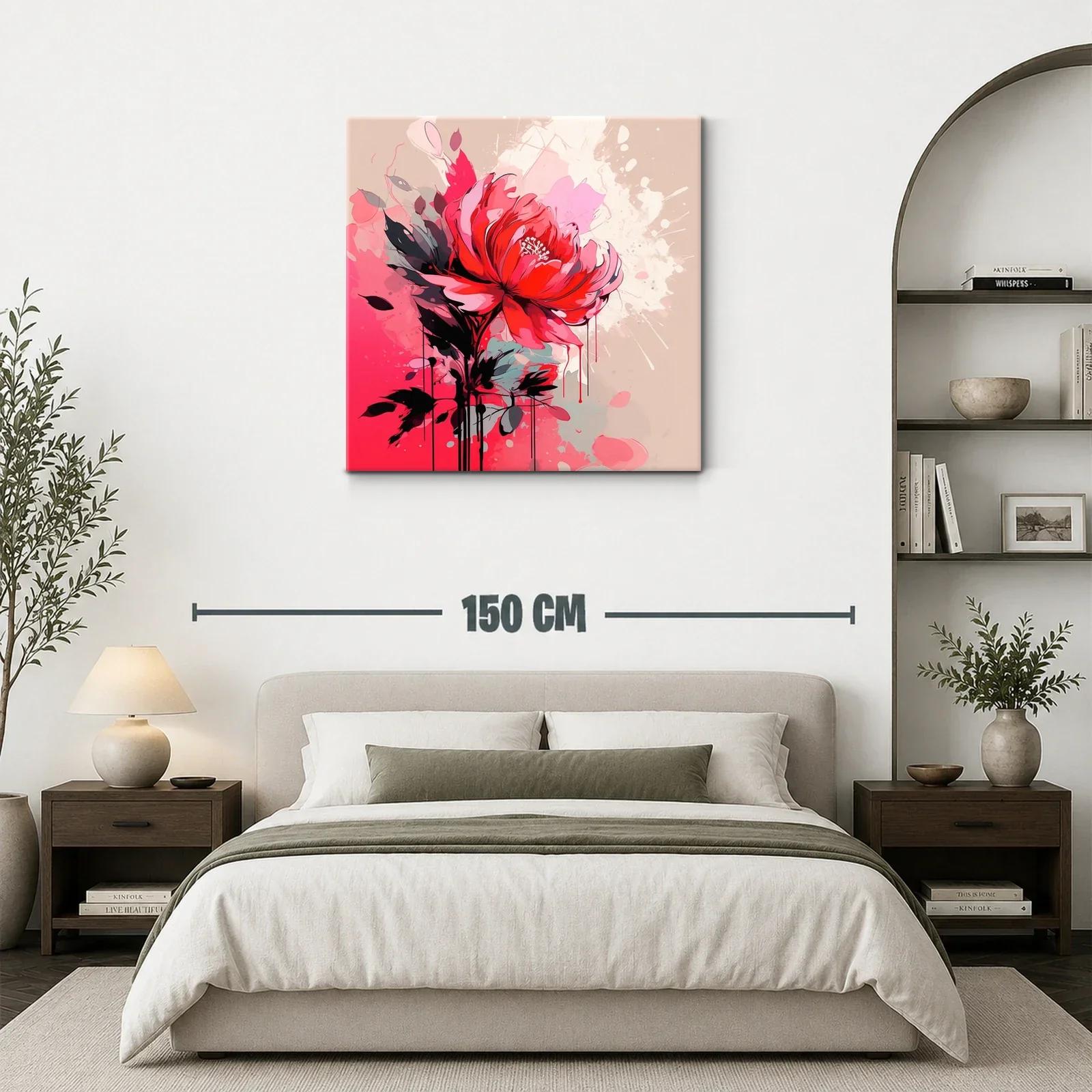 Flor roja vibrante sobre fondo abstracto en tonos suaves — miniatura 3