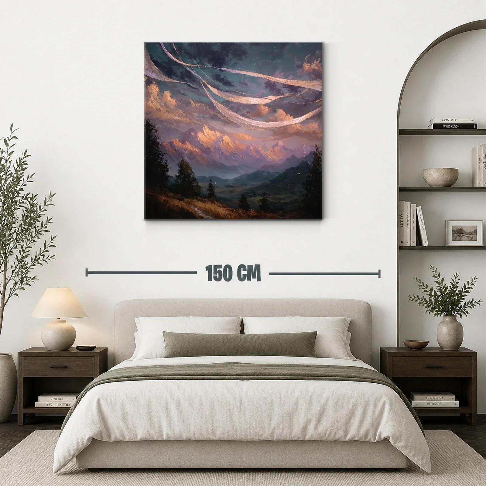 Paisaje montañoso con cielo dramático y nubes cálidas — miniatura 3