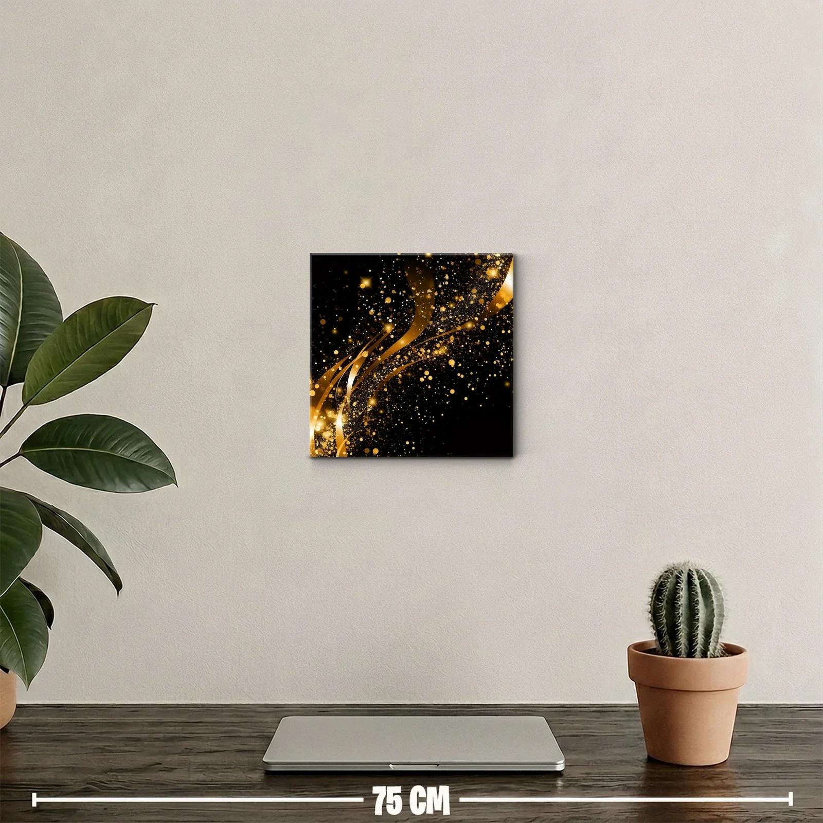 Cuadro decorativo con destellos dorados sobre fondo oscuro — miniatura 2