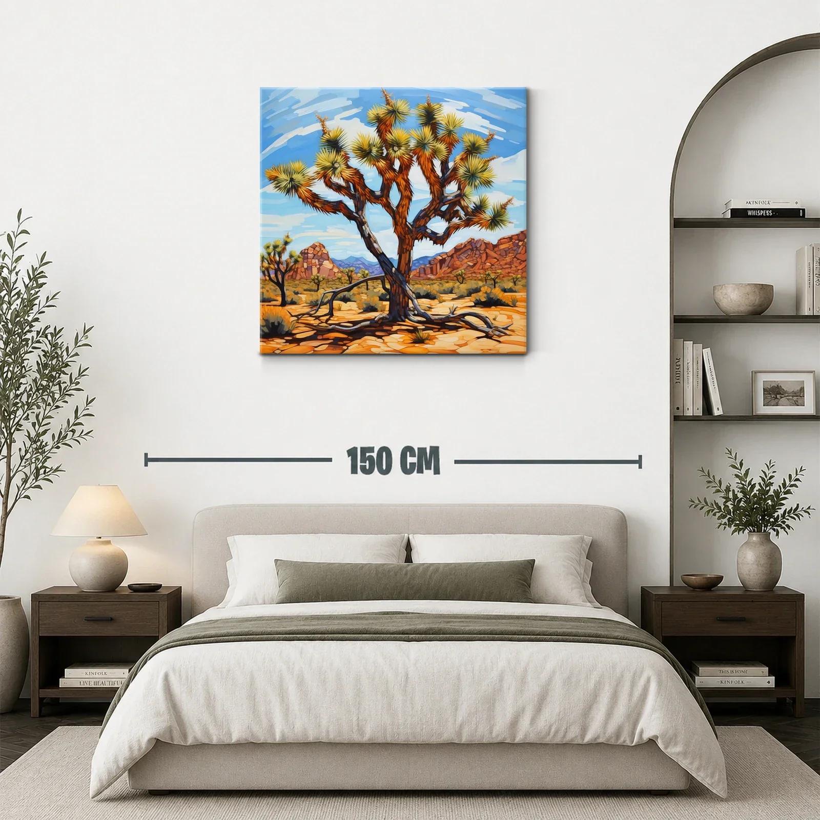 Paisaje desértico con árbol en tonos cálidos y cielos azules — miniatura 3