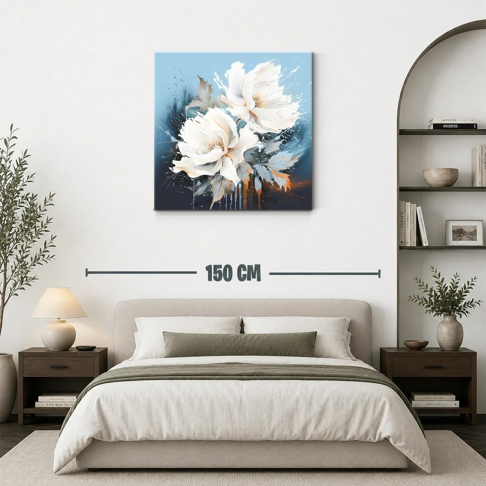 Cuadro floral en tonos suaves y vibrantes azules — miniatura 3