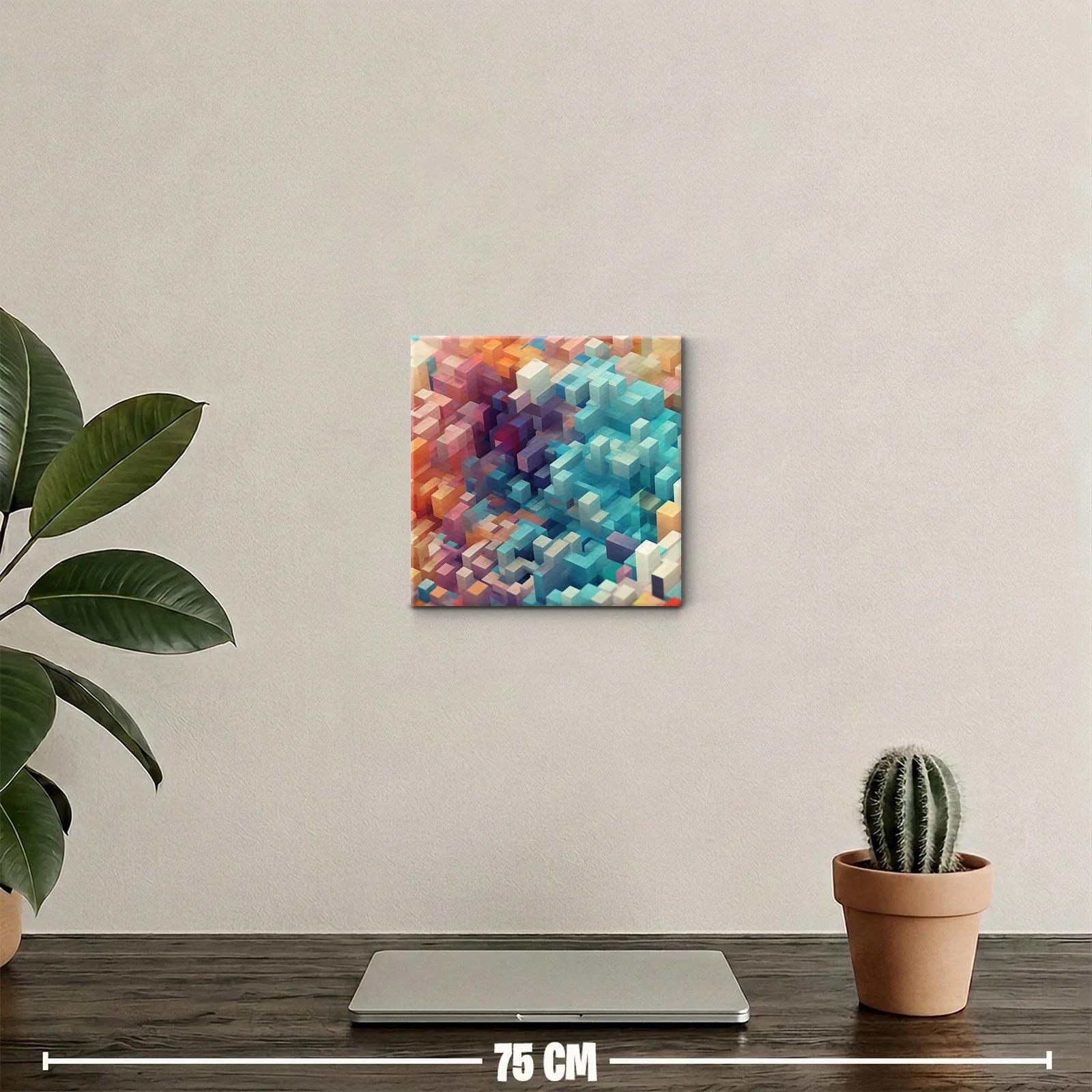 Composición abstracta de cubos en tonos vibrantes y pastel — miniatura 2