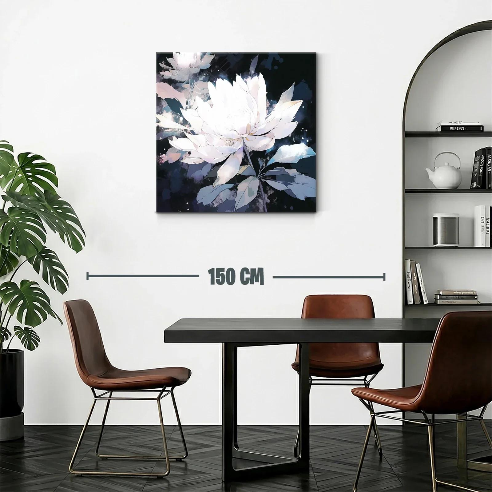 Cuadro Floral Blanco con Fondo Oscuro y Detalles Elegantes — miniatura 2