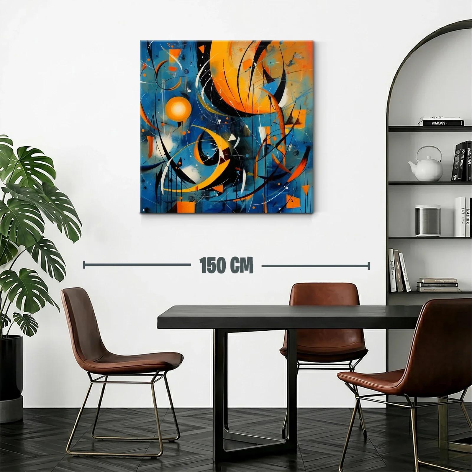 Composición dinámica en tonos azul y naranja vibrante — miniatura 2