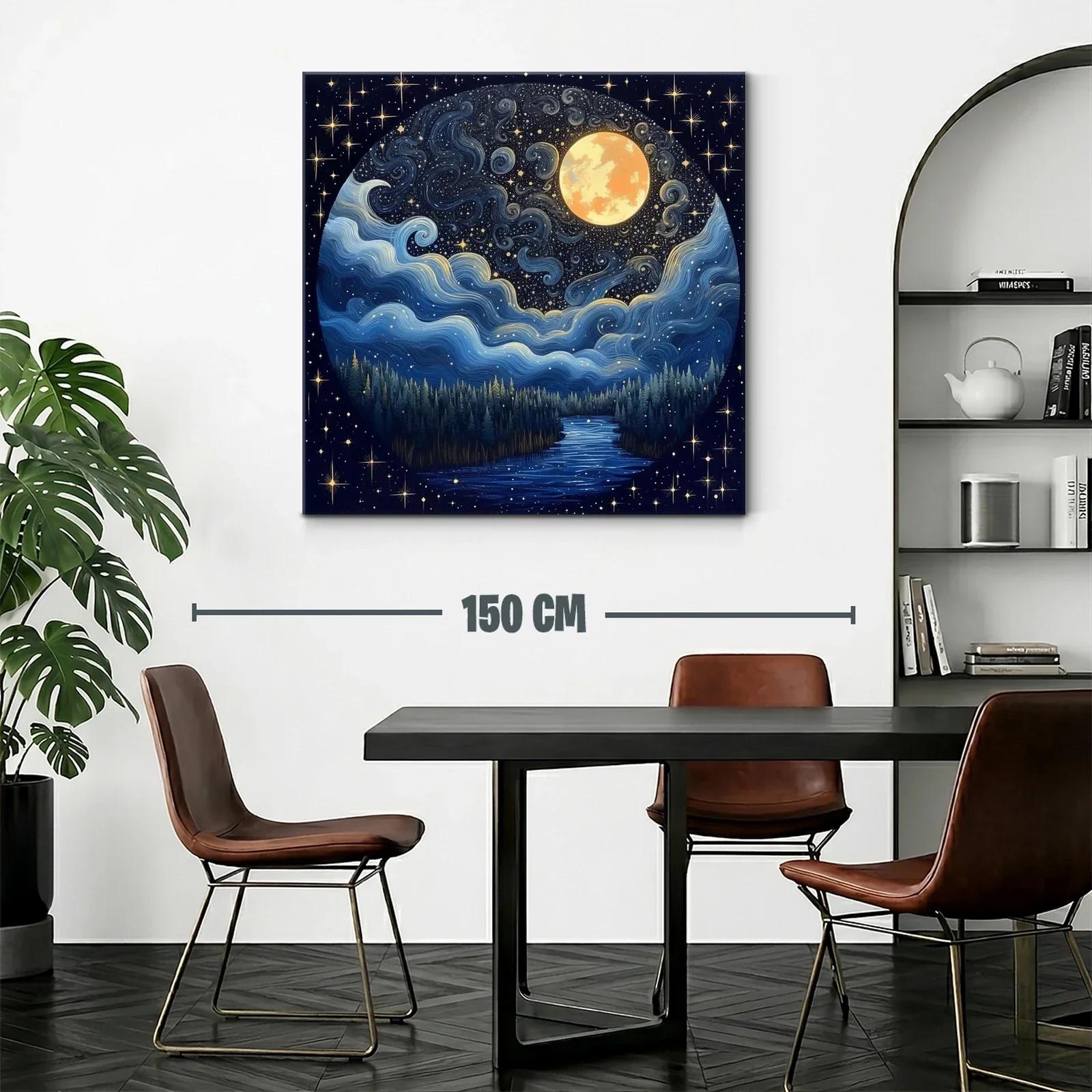 Paisaje nocturno con luna llena y cielo estrellado — miniatura 2