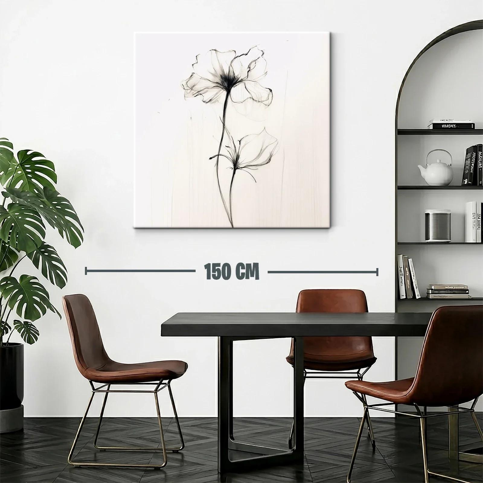 Elegante flor en trazo sutil y delicado en blanco y negro — miniatura 2