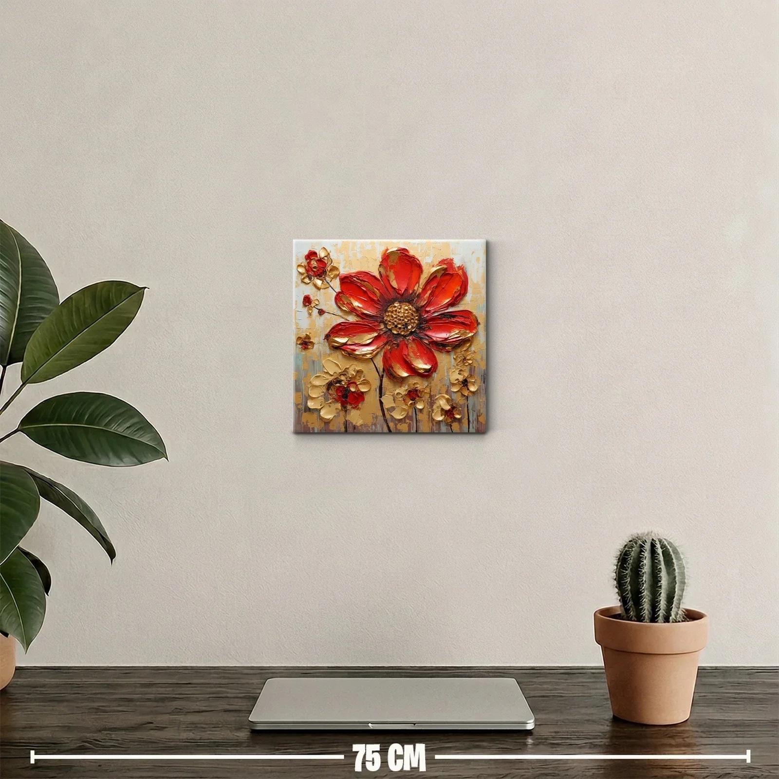 Flor roja vibrante con detalles dorados elegante y decorativa — miniatura 2