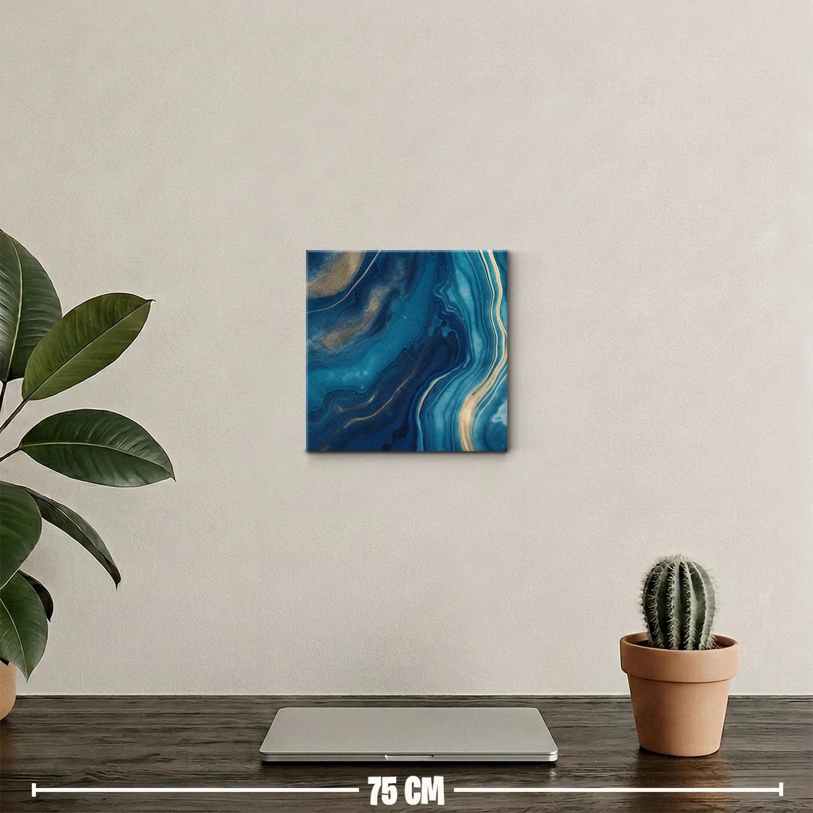 Cuadro Decorativo con Motivos Abstractos en Azul y Dorado — miniatura 2